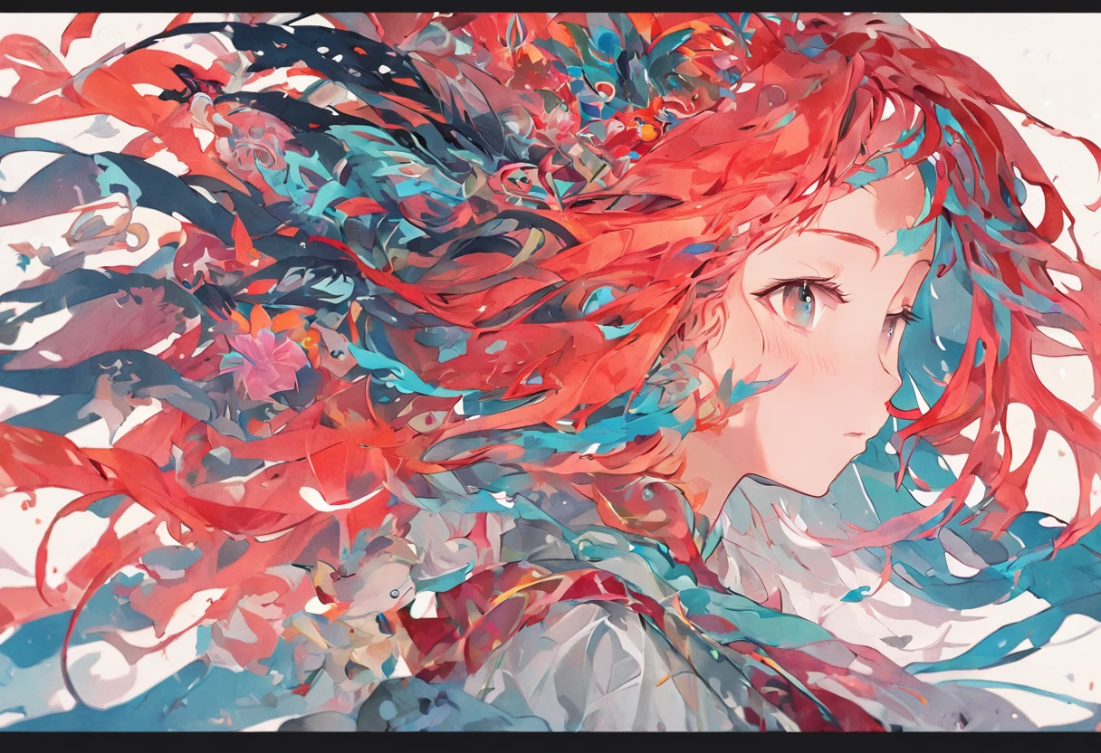 (whitebackground:1.4),(Silhouette of a girl's head, Eyes closed, Colored long hair, Oriental elements),(Chinese illustration:1.3,Paper art:1.3, Quilted paper art:1.2),( Reasonable design, Clear lines, High Sharp,Best Quality, Very detailed, Masterpiece, Film Light Effect, 4k )