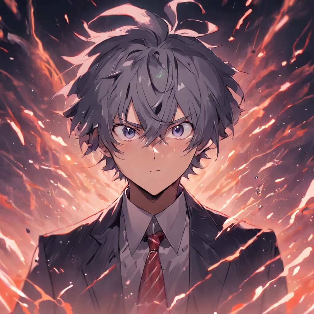 Middle-aged man in suit，50yearsold，Wrinkles on the face，hoary，whaite hair，tall and straight，Fierce，Very wide open mouth，astonishment，Exaggerated expressions，urban backdrop