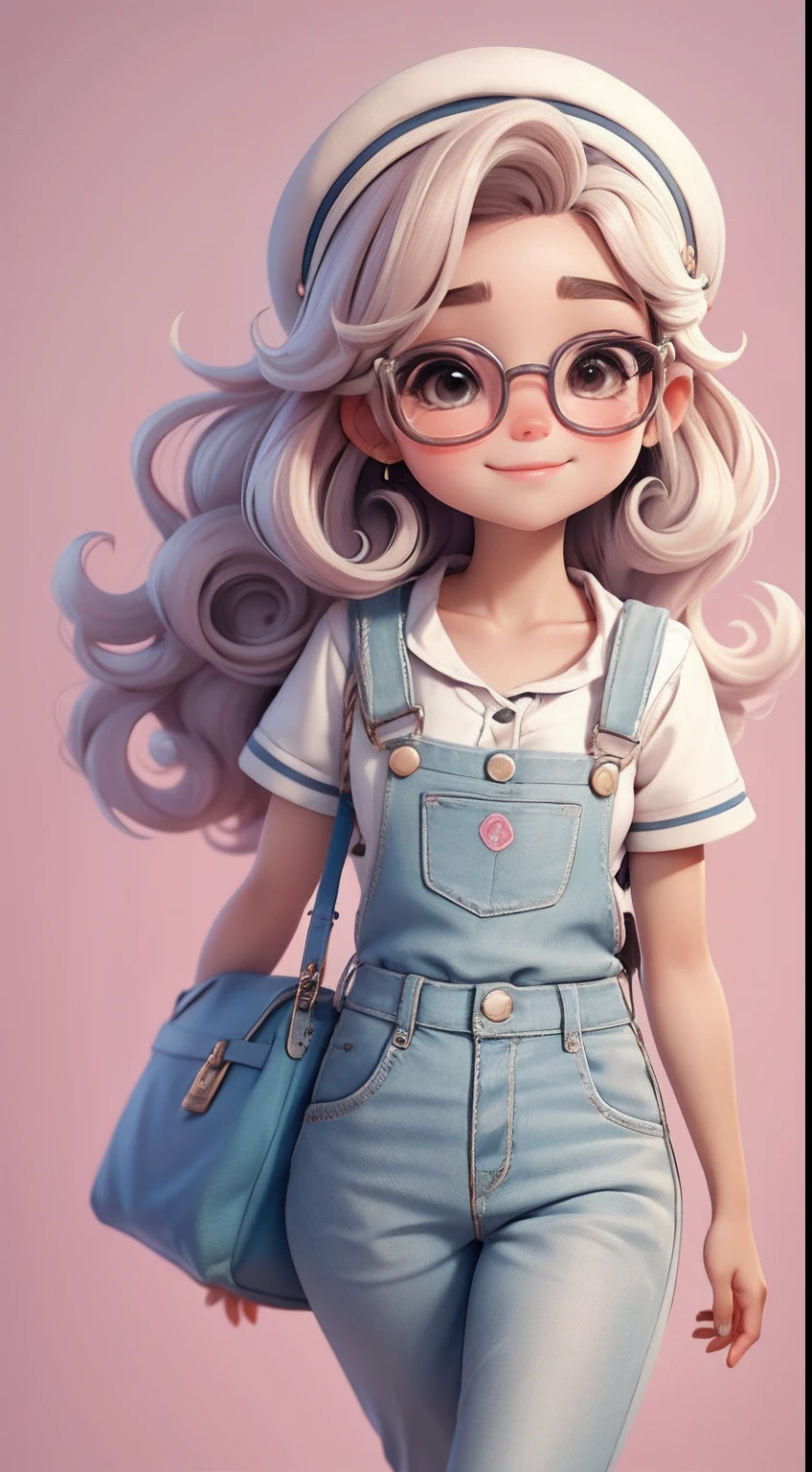 Create a series of cute cute chibi style dolls with a cute travel theme, each with lots of detail and in an 8K resolution. All dolls should follow the same solid background pattern and be complete in the image, mostrando o (corpo inteiro, incluindo as pernas: 1.5)
Boneca Mini viajante: Chame-a de Marina. Ela deve ter cabelo pequeno em tom multicolorido. Seus olhos devem ser grandes e expressivos, with long eyelashes and rosy cheeks. Sorriso delicado e branco. Marina must be dressed in overalls, sun glasses, Uma camisa, Camiseta, trousers and an ornate sailor's hat. She must hold travel accessories and a suitcase. Certifique-se de adicionar detalhes nas roupas, such as buttons and pockets, sapato bonito
Certifique-se de adicionar sombras, texturas e detalhes nos cabelos, roupas, Travel utensils, to make them even more adorable and charming.