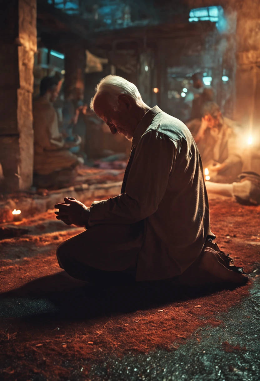 man praying on his knees