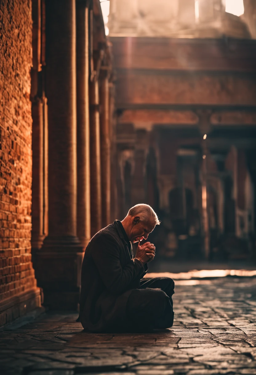 man praying on his knees
