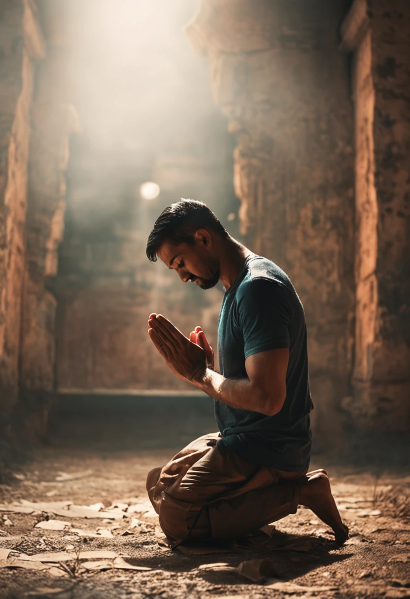 man praying on his knees