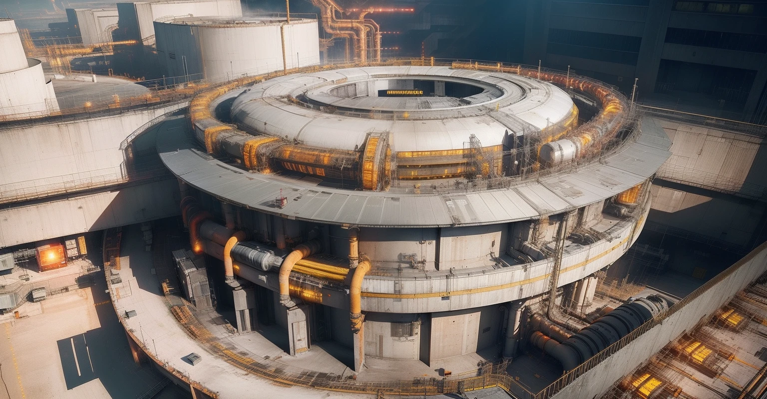 "(Shadowy scientific complex with pipes showing in yellow color and red lights, atmosfera de suspense, noite nebulosa, Many wires and electronic equipment exposed, Dynamic camera angle)"