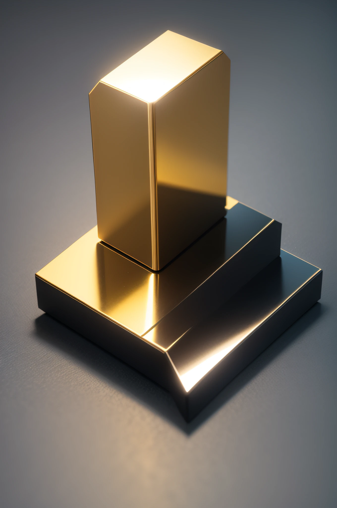 foto de uma barra de ouro, isometric perspective, 3d, realism rendering