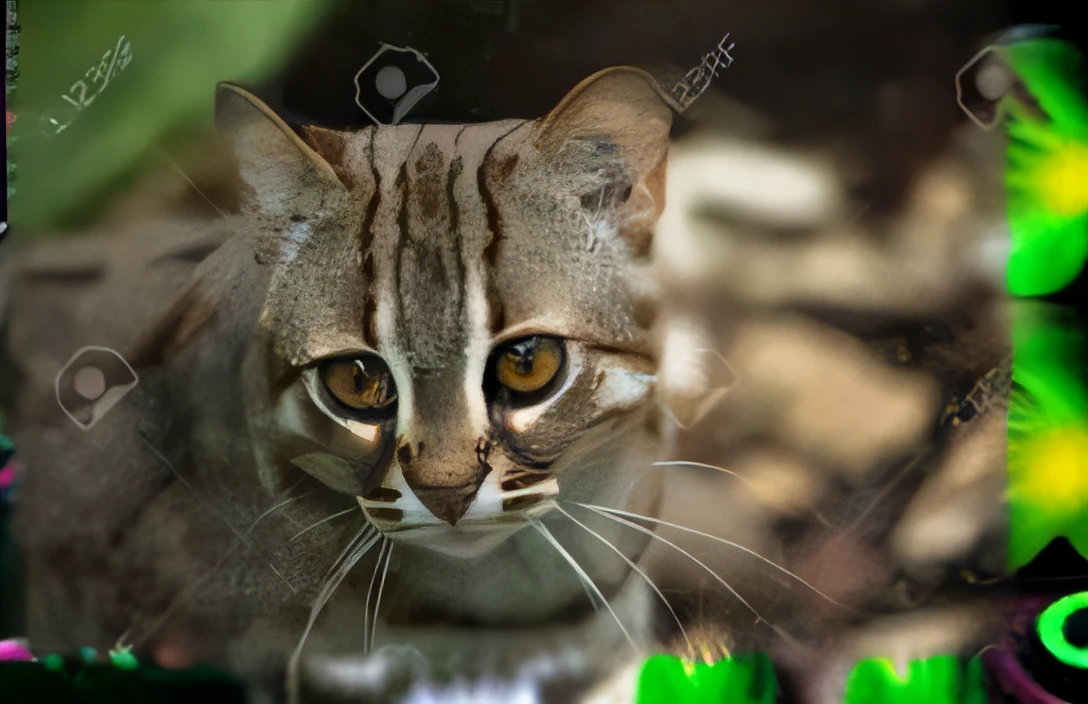 Close up of cat looking at camera on blurred background, margay, tabaxi male, Sand Cat, tabaxi, Countless dimly glowing eyes, cat photo, a cute little cat, Warn brown eyes, Focused facial expressions, with a large head and big eyes, Gaturo, CAAATS, Cat, cute cat photo