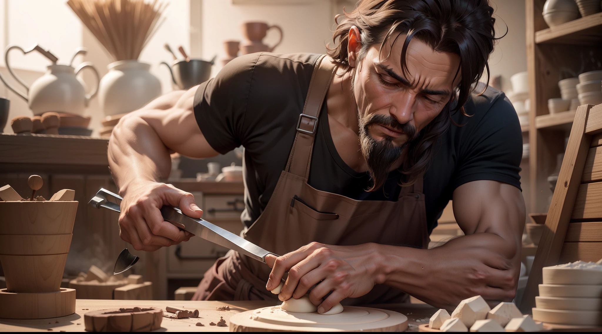 a craftsman shaping a piece of clay