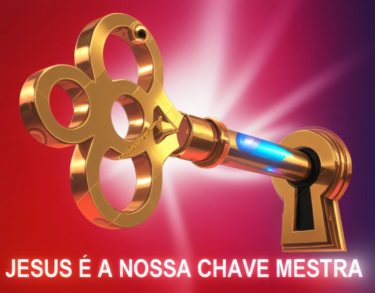 Jesus e Nossa Caverna Mestra Chave da Porta, key is on the center, Chave de ouro, key is on the center of image, casto, Hosada, Muchain, mateus 9 5, chave de metal para as portas, Chiascuro, A chave da vida, Directed by: Robert Combas, by Maria Helena Vieira da Silva