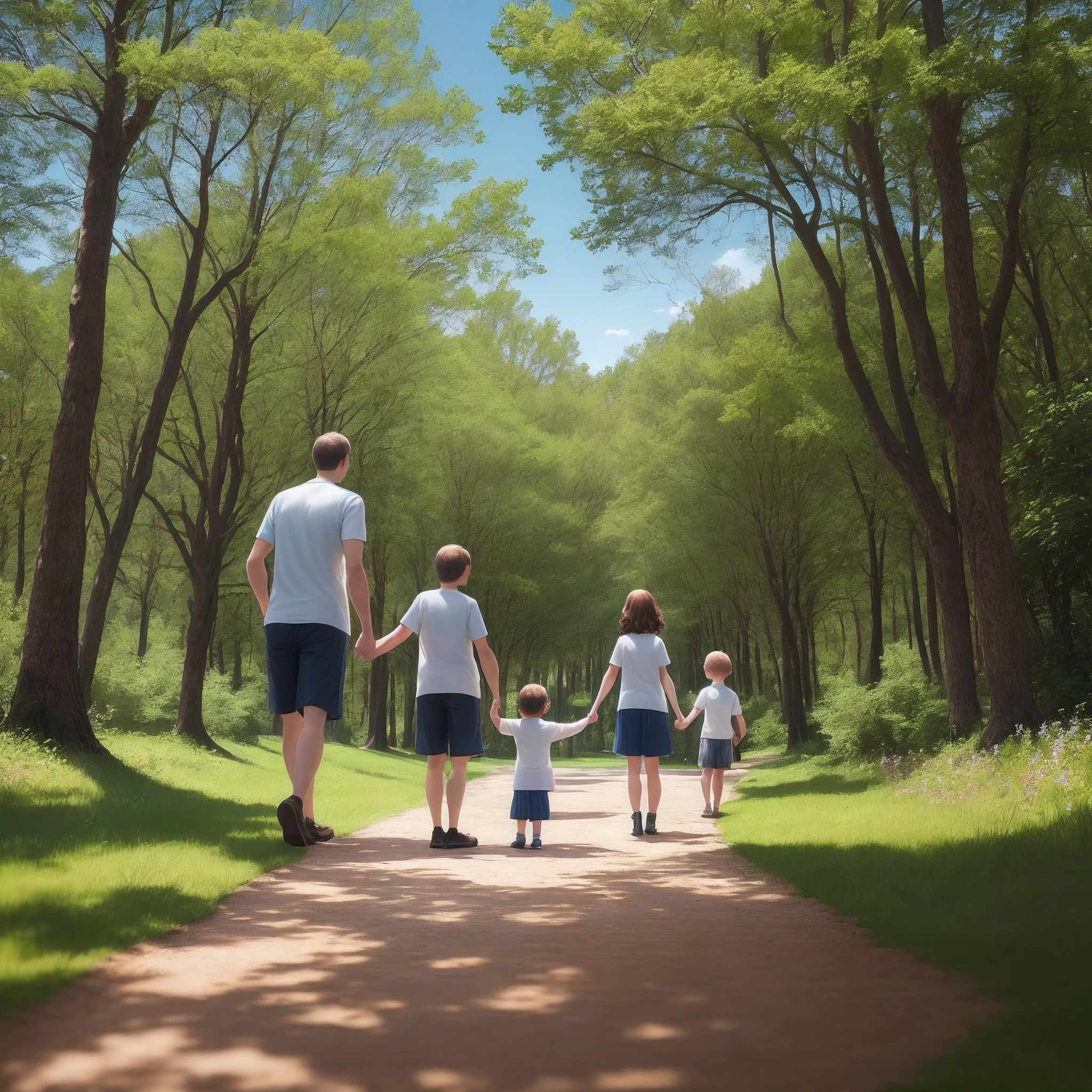 family resting trails in a park