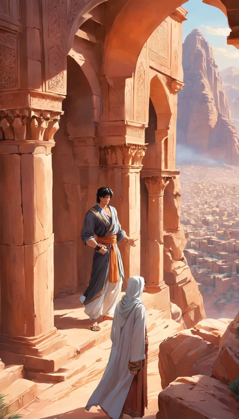 Shahrukh Khan: In the majestic city of Petra, Jordan, Shahrukh Khan embraces the attire of an Arabian prince. Dressed in a finely embroidered robe and adorned with ornamental jewelry, he explores the ancient sandstone architecture, exuding charisma and adventure.