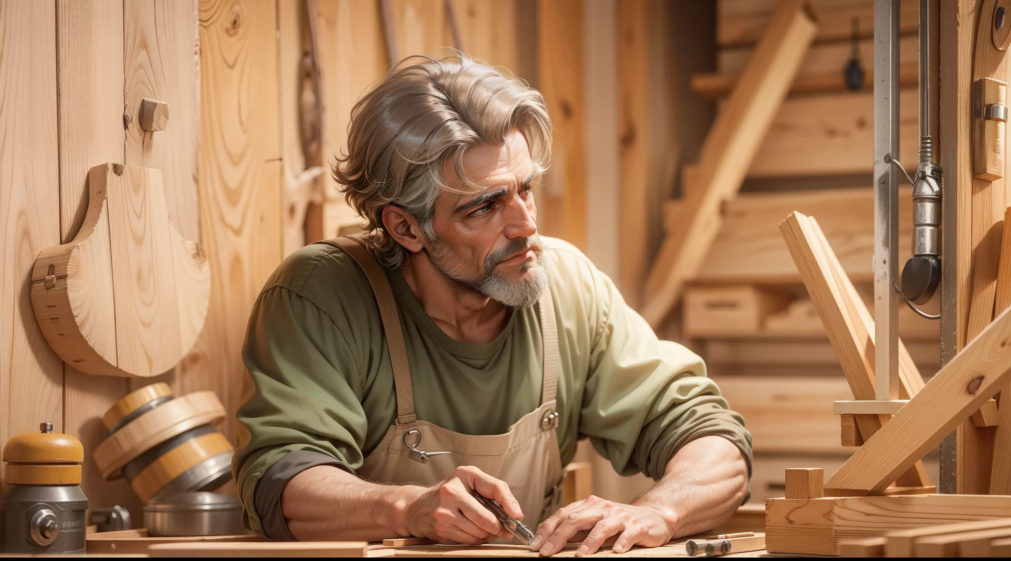 Saint Joseph working as a carpenter, representando o valor do trabalho honesto e diligente