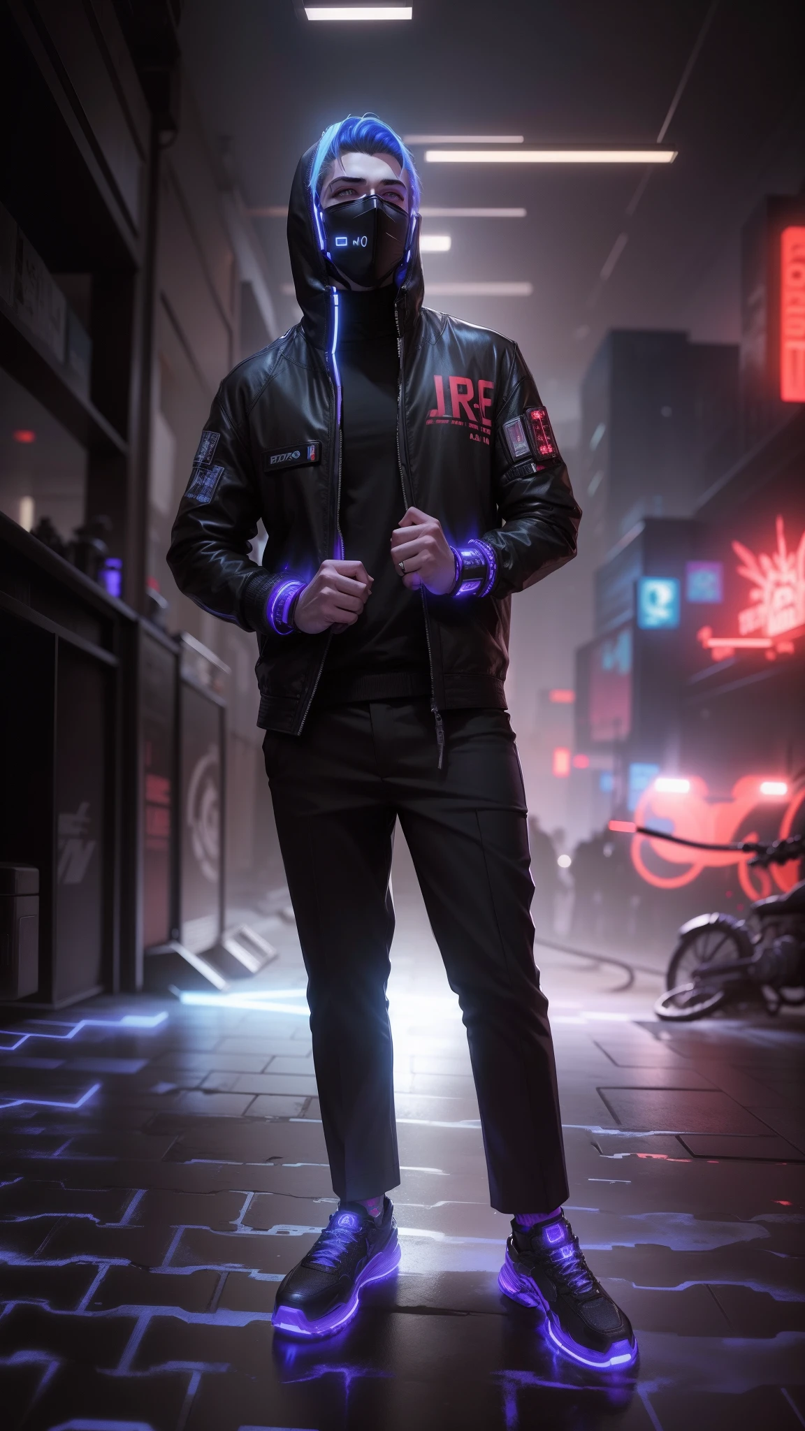 Change background, cyberpunk handsome boy