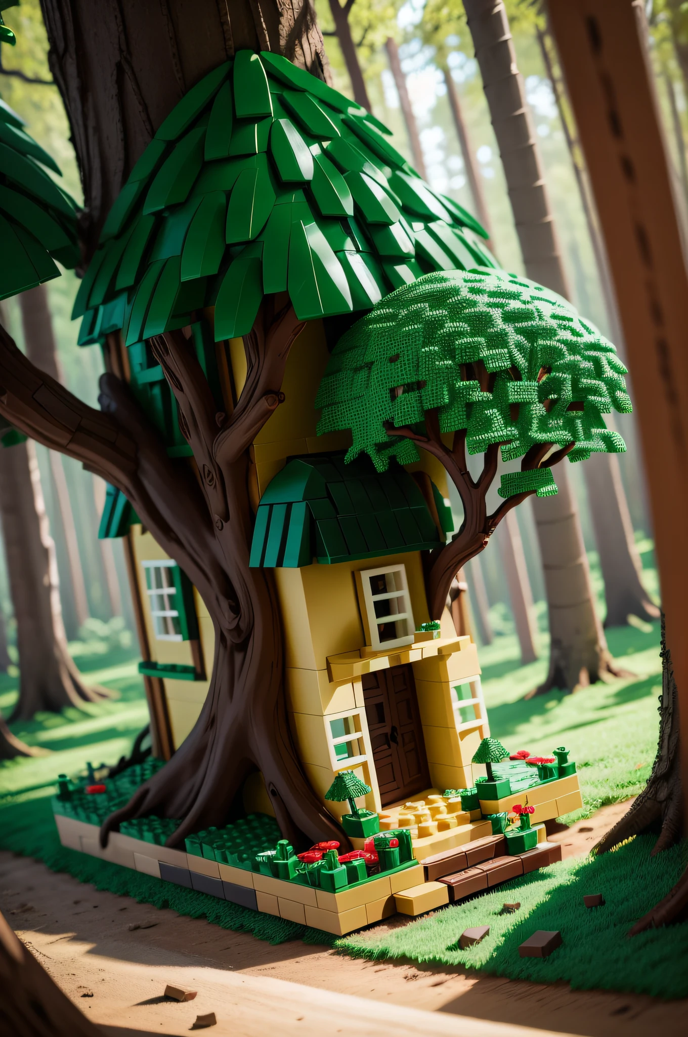 CRIE UMA FLORESTA EM LEGO COM ARVORES E CASAS E PESSOAS