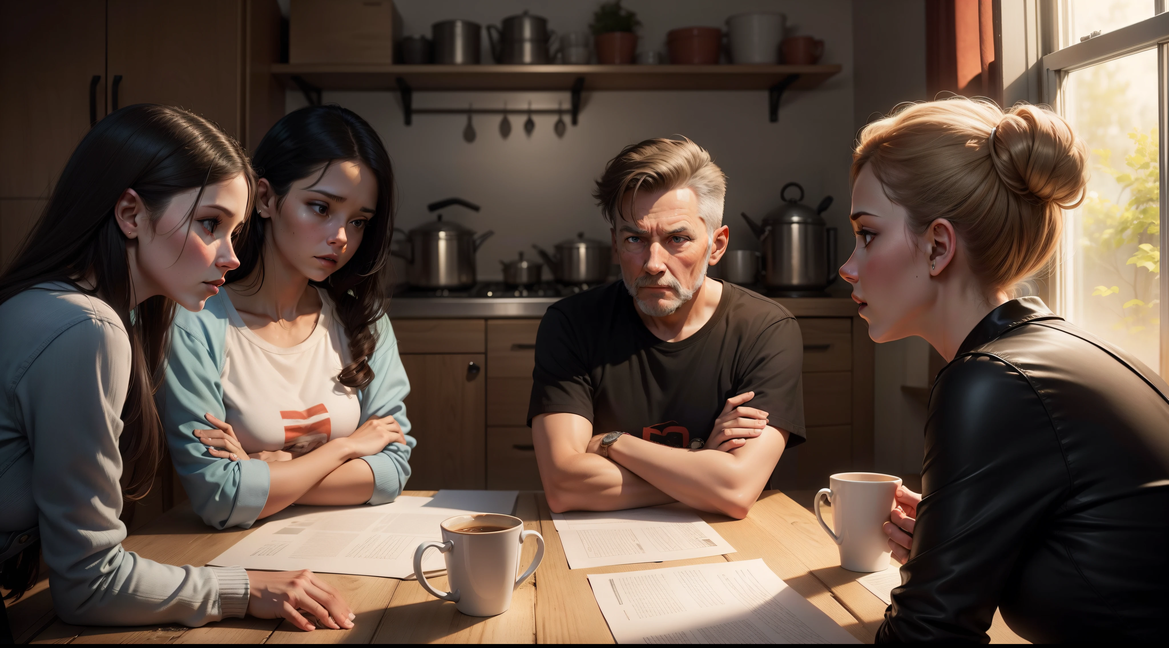 SARAH discusses her concerns with her parents, JAMES and LINDA, who are working-class.
