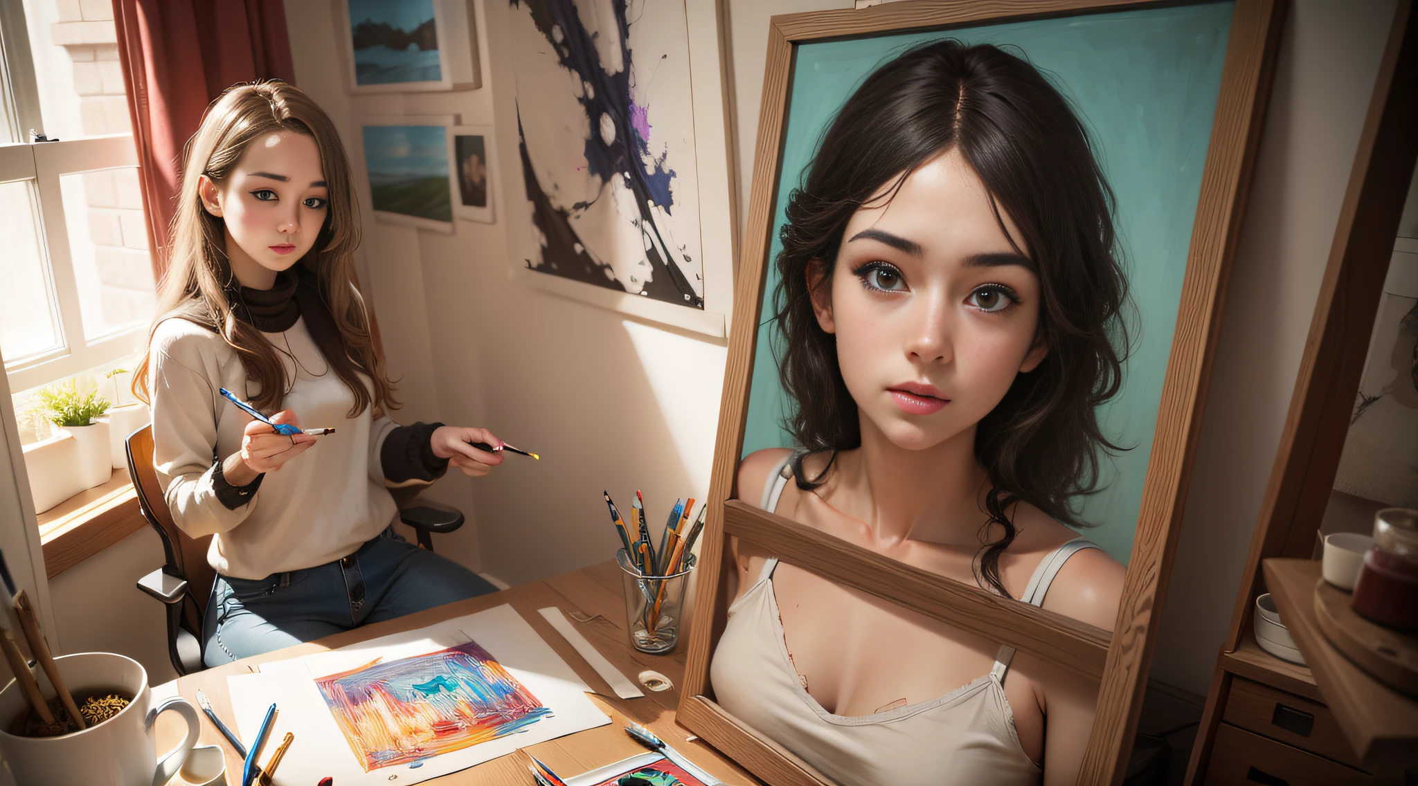 SARAH, now a part-time art student, passionately explores different art forms.