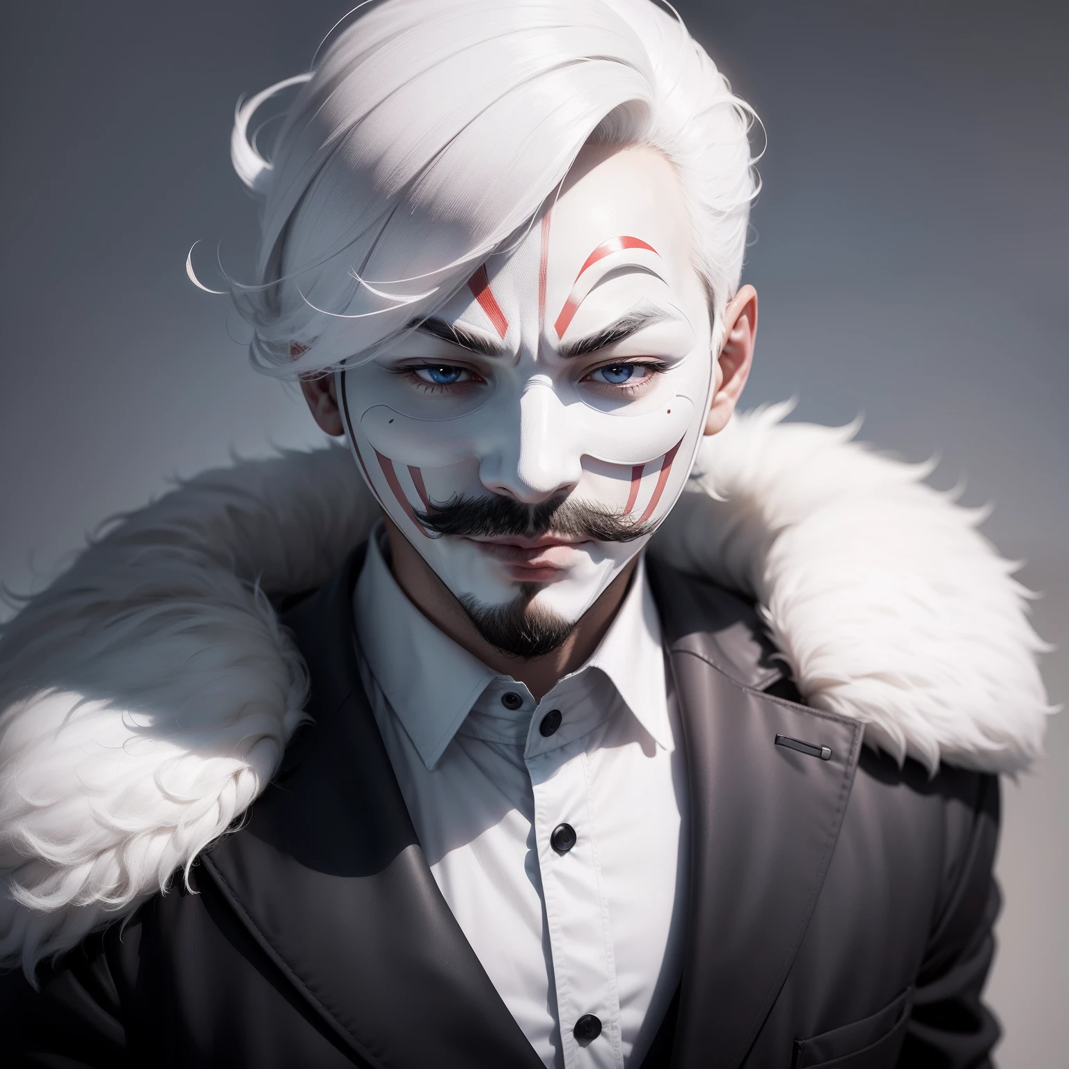 Anonymous man with white face