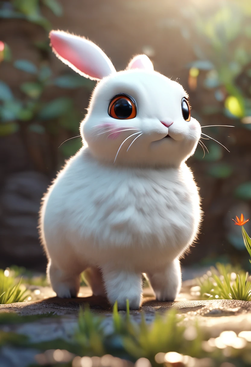 ofo little Pokemon hyperrealistic anime rabbit, chibi, adorable and cute, logo design, cartoon, cinematic lighting effect, charming, 3D vector art, cute and quirky, fantasy art, bokeh, hand-drawn, digital painting, soft lighting, isometric style, 4K resolution, photorealistic rendering, highly detailed clean vector image, photorealistic masterpiece, professional photography, simple space backdrop, flat white background, vibrant isometric vector