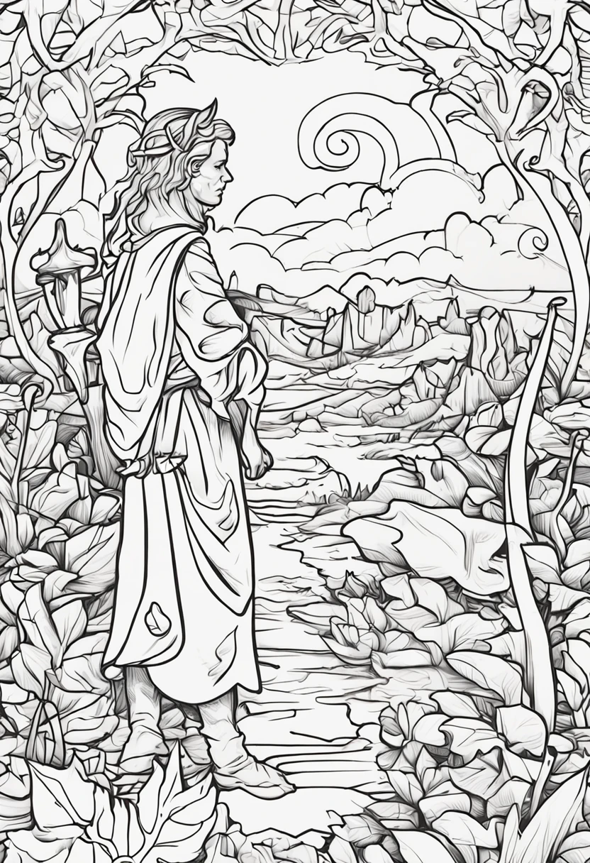 Generate an image of a colored goblin in an art style suitable for a coloring book. Make sure the picture is clear and easy for children to color.. The image should be large and detailed enough to take up half a page of a standard coloring book.. el dibujo que tenga marco