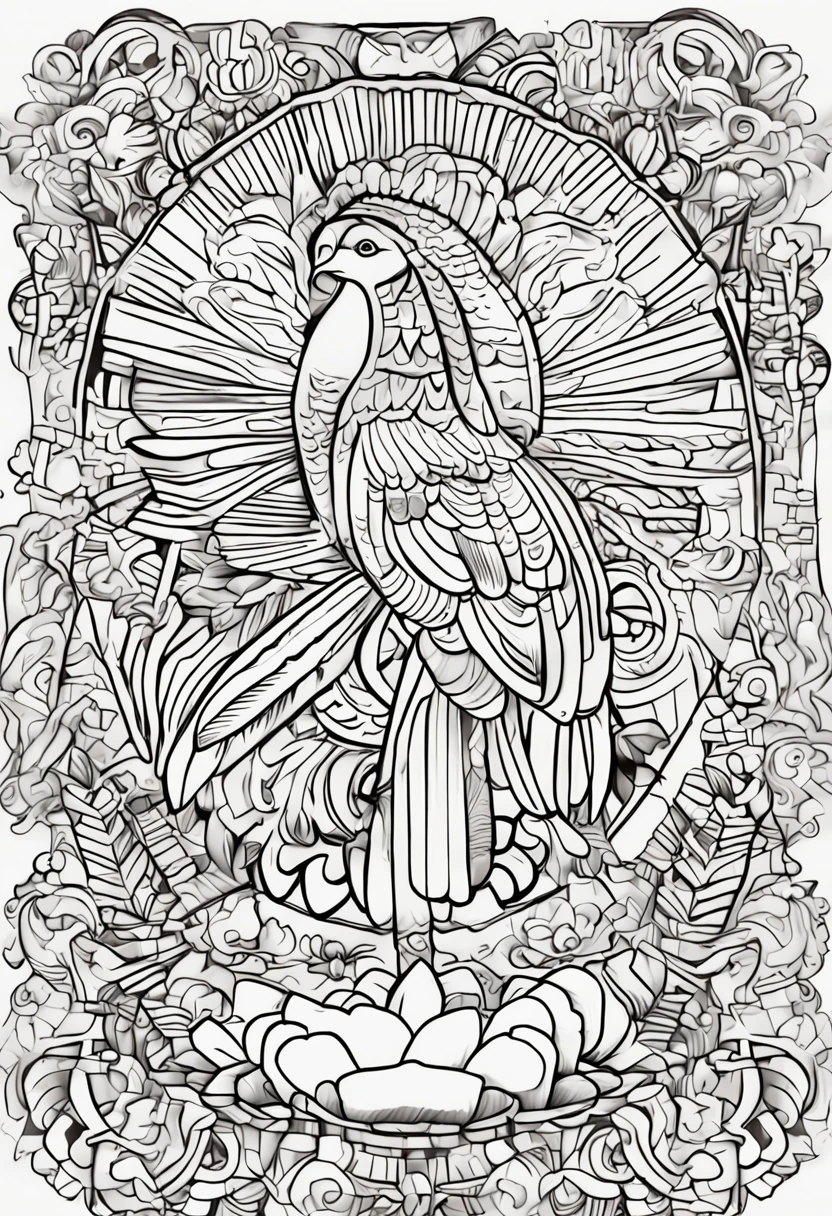 Generate a colored chichen izta image in an art style suitable for a coloring book. Make sure the picture is clear and easy for children to color.... el dibujo que tenga marco