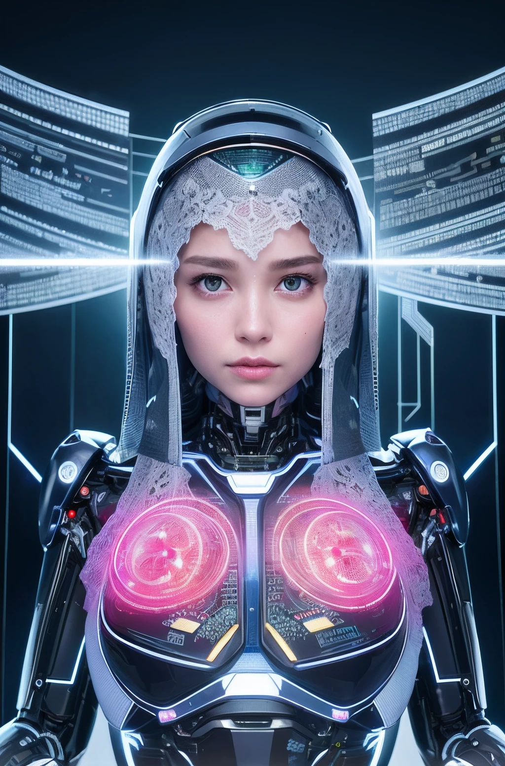 roboticparts,150mm. beautiful studio soft light.vibrant detail, luxuriouscyberpunk, Lace,Hyper realistic, Anatomical, face muscles, cable electric wires, microchips, Elegant, Beautiful. nffsw,Unity, Wallpaper, amazing,