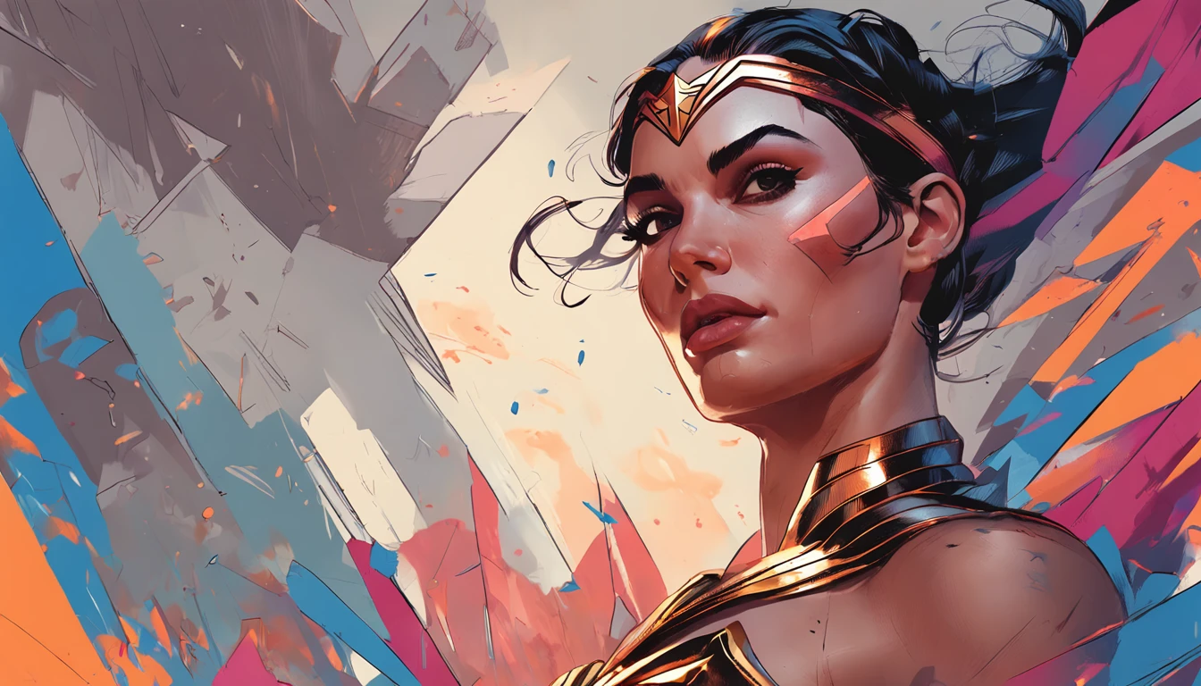 wonder woman ,very short buzzed pixie haircut,buzzcut, seductive , fighting pose, nice perfect face with soft skin,nice perfect face, concept art by greg rutkowski, artgerm, hyperdetailed intricately detailed art trending on artstation triadic colors, fantastical, intricate detail, splash screen, complementary colors, fantasy concept art, 8k resolution, deviantart masterpiece, heavy strokes,