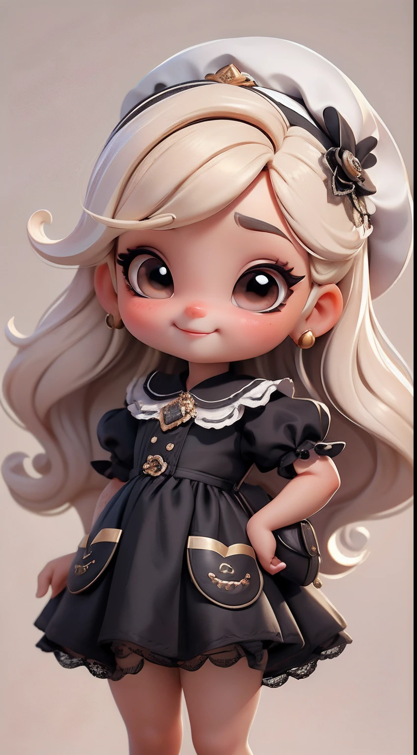 Create a series of cute dolls style chibi skin dread with a cute halloween theme, each with lots of detail and in an 8K resolution. All dolls should follow the same solid background pattern and be complete in the image, mostrando o (corpo inteiro, incluindo as pernas: 1.5)
Boneca Mini halloween: Chame-a de Marina. Ela deve ter cabelos longos e encaracolados, em preto, dourado e laranja pastel. Seus olhos devem ser grandes e expressivos, with long eyelashes and rosy cheeks. Sorriso delicado e branco. modern accessories. Marina deve estar vestida de vestido preto e dourado, an ornate hat. She should bring halloween accessories. Certifique-se de adicionar detalhes nas roupas, such as buttons and pockets, sapato bonito
Certifique-se de adicionar sombras, texturas e detalhes nos cabelos, roupas, Halloween utensils, to make them even more adorable and charming.