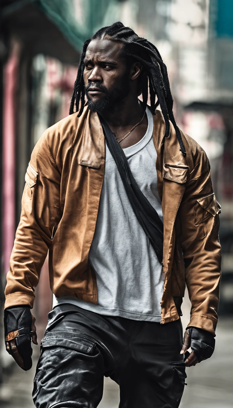 Black samurai guy in street wear