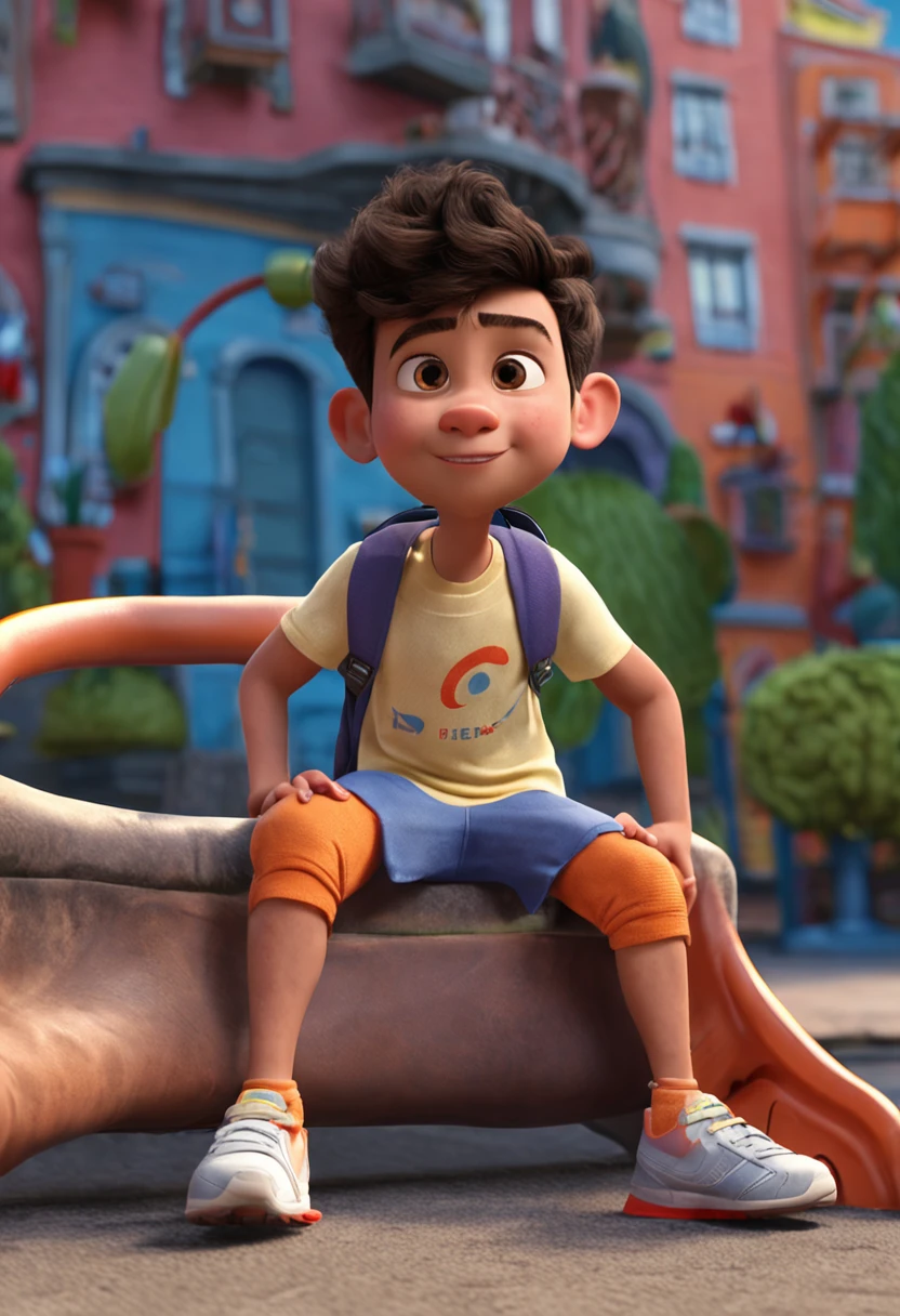 Pixar 1.23 estilo) 1 menino ((parte superior do corpo frente, tiroteio de busto)), Alone editing videos and creating motion design, e chiorena, Tracksuit Bonito, menino, korean child, parque infantil, ((obra-prima, mais alta qualidade)), (composite lighting) Cabelo pretos