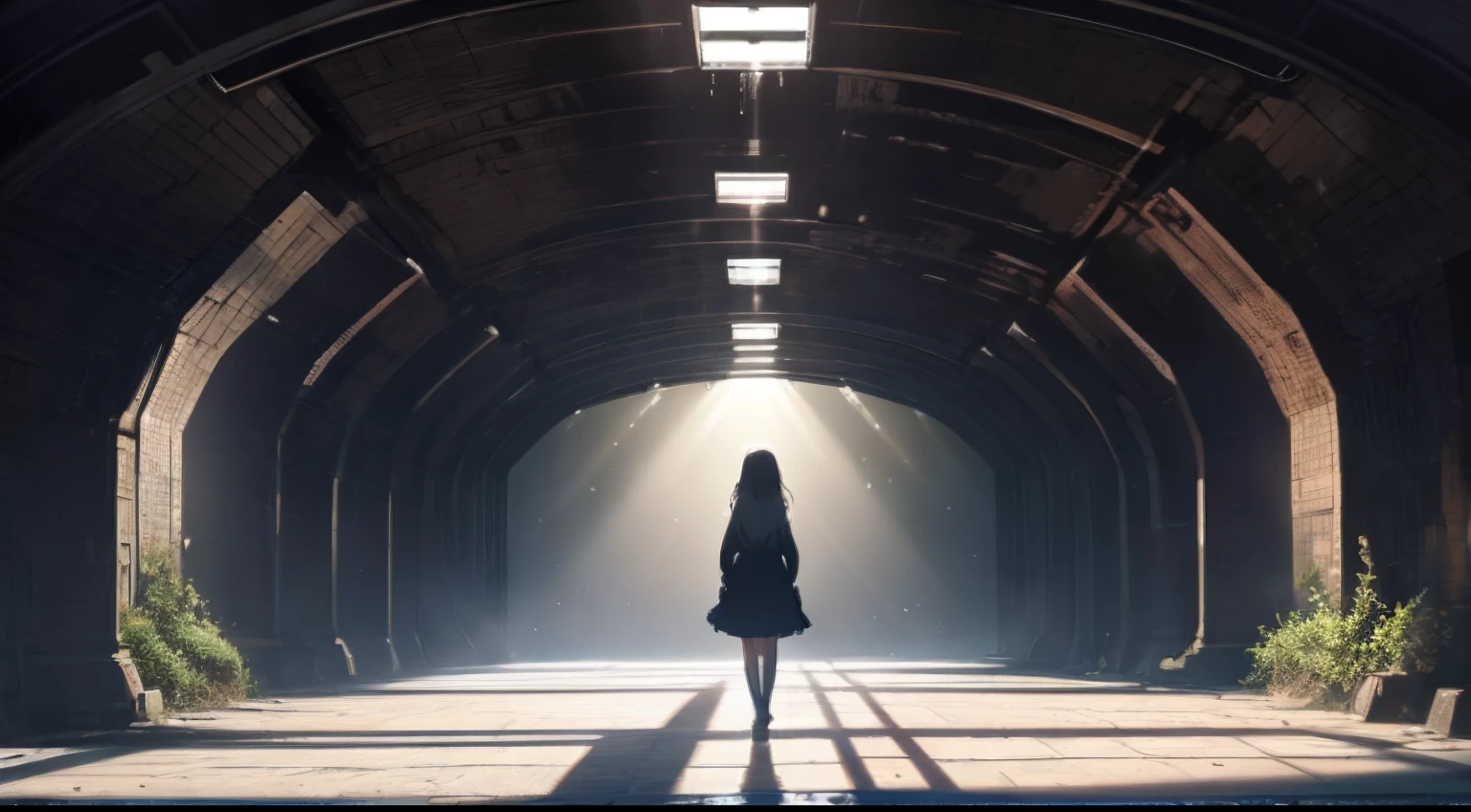 High quality, High resolution, Extreme Detail, No person, feeling of despair, Decadent, Underground space, In the darkness、Some sun rays,