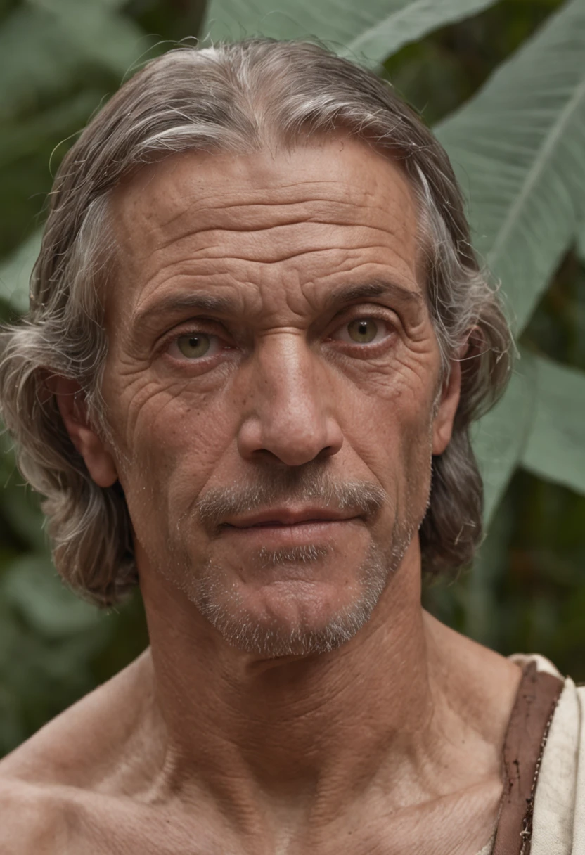 Uma imagem de Santo. JOSEPH, as described in the Bible. Ele deve ser retratado como um homem com cabelos longos e barba, wearing simple period clothes. He should have a serene and loving expression on his face, and may be surrounded by his disciples or performing a miracle. The image must be faithful to biblical descriptions and represent the divine nature of St... JOSEPH, 4k, fotorrealista, de alta qualidade, obra-prima, cinematic composition, slow-motion, (grisalhos:1.2), corrente e armadura de placa, (realista e detalhada|Armadura intrincada:1.1), (visible face:1.3), (Fisionomia fotorrealista|olhos|irises|pele|Musculatura, pele detalhada, textura da pele, pele natural), (holding a sword in his hand:1. 2), Perspectiva frontal, pose imponente e determinada, Looking forward with determination, skin imperfections, rugas naturais da pele, manchas naturais da pele, roupas altamente detalhadas, detalhes abundantes, detalhes Intrincado, rugas realistas na roupa, paisagem de fantasia medieval, clouded skies, castelo ao fundo ao longe, Radiant lighting, Sombras profundas, dramatic scene, paleta de cores escuras e frias, tons de azul e cinza, Nenhum outro personagem na cena, detalhes abundantes|Intrincado, paisagem detalhada, volumeric lighting, (Detailed lighting), (reflexos de luz detalhados na armadura:1. 1), 8k, altamente detalhado, UHD, HDR, photorealistic facial expression|penteado