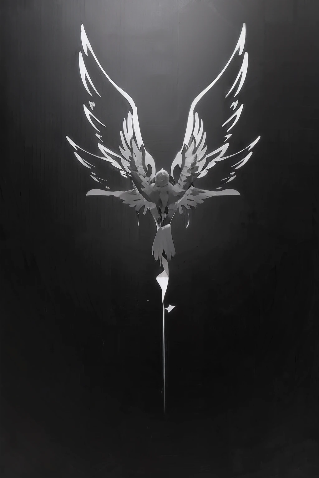 a black and white photo of a bird with wings, ''wallpaper of a phoenix, Backround preto. Inkscape, papel de parede do telefone, papel de parede do telefone hd, wallpaper mobile, papel de parede do iphone, papel de parede do telefone hd, fundo do telefone, ''wallpaper of a phoenix resting, wallpaper mobile, anjo escuro, papel de parede escuro, artwork of a phoenix, papel de parede minimalista, paper awesome wallpaper