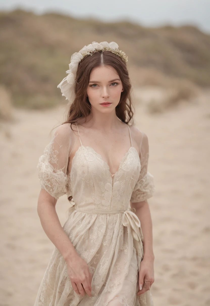 Her walking on the beach