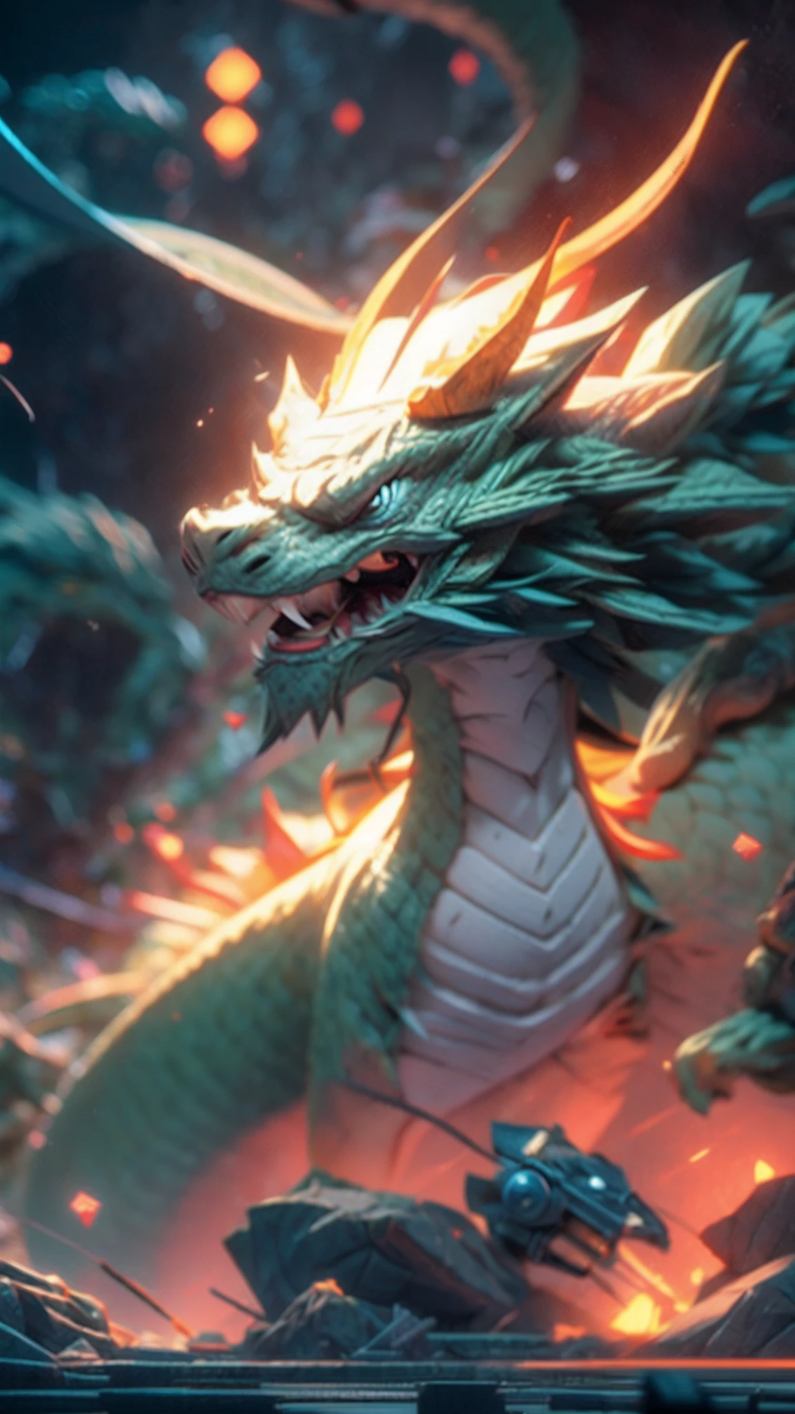 Soyanagi,Hydra,(((9 snake heads))),,(((Giant snake with 9 heads))),Lizard body,Scales all over the body,Open your mouth,best qualityer,tmasterpiece,超高分辨率,finely detailled,Complicated details,8K分辨率,8KUCG wallpaper,hdr,Cinematic lighting effects,lightand shade contrast,Ray traching、NVIDIA RTX
