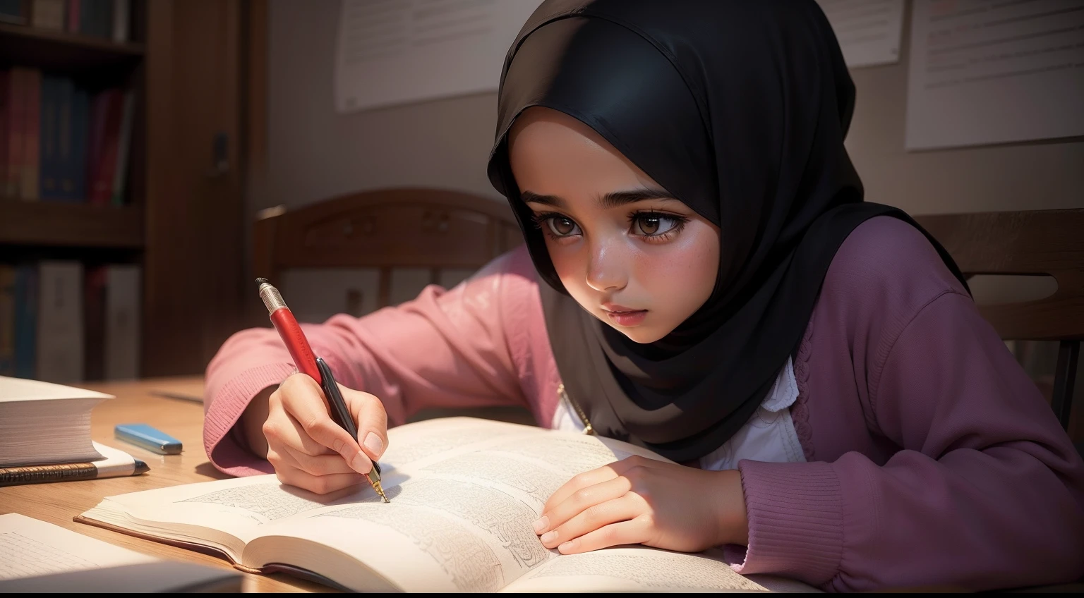 Iranian girl study for school