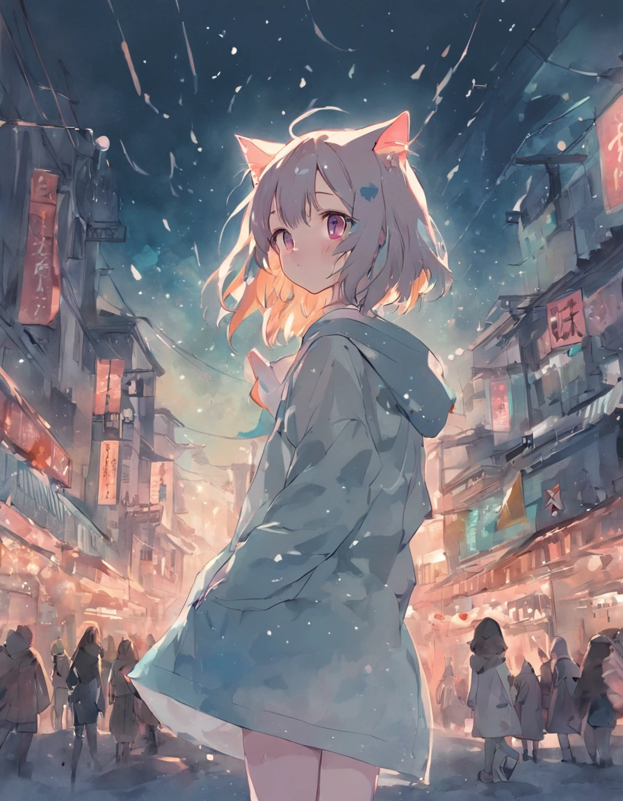 catss、full bodyesbian、1 girl in、
(PastelColors:1.5)、(cute illustration:1.5)、(aquarelle:1.2)、Bai、verdant