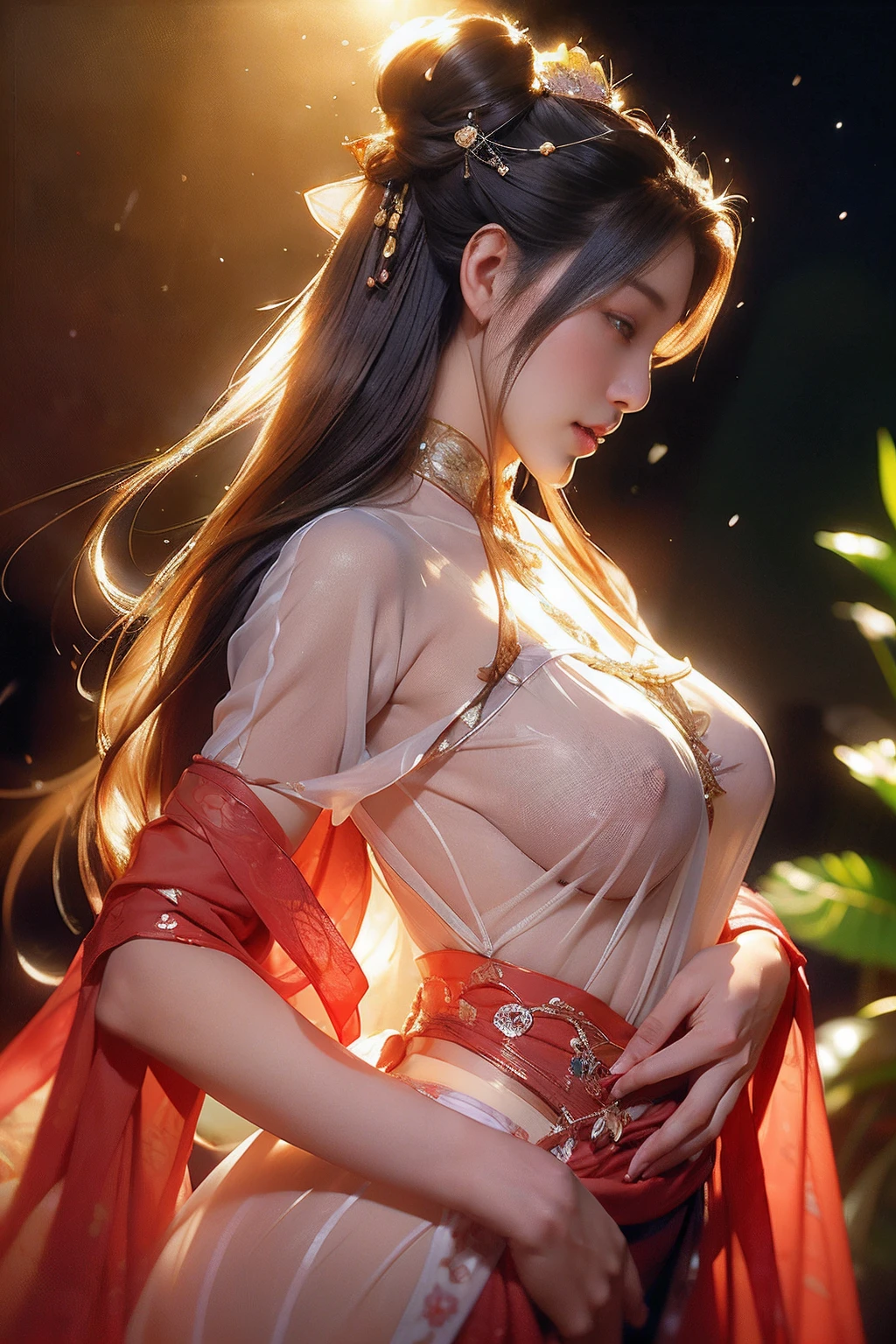 Gilded Chinese Palace,looki at viewer,depth of fields,bokeh dof,light falling,((A MILF))、pregnant woman、Red dress
Transparent underwear、one-girl、Red shirt、a black skirt、huge-breasted、
with brown eye、(long whitr hair、brunette color hair、Very straight hair:1.4、hime-cut:1.4)、Earrings necklace、pouty、
A picture、tmasterpiece、top-quality、NFFSW、A high resolution、realistic detail、glistning skin、Mature figure、Plump body、crisp breasts、perfect bodies、wide waist、Extremely colorful、looking at viewert、hyper realisitc、From the front side、watercolor paiting、Traditional media、(color difference、intricately details)、dynamicposes、dynamic ungle、
40k、NFFSW、A high resolution、From the angle from below、ancient Chinese costume、Ancient Chinese hairstyle、Upward hairstyle、The whole body is dressed in white silk cloth、(Close-up of raindrops in the air, Capture the world with raindrops, Distorted reflections, refracted light, The microscopic world inside each droplet, Miniature landscape, inverted image, Ethereal beauty, pause moments, translucent sphere, Distorted reality, Kaleidoscope view, Natural lenses, A glimpse of the moment, Miniature world, Raindrop Symphony, Natural interoperability, 1girl in
, masutepiece, (Dynamic Angle:1.2))