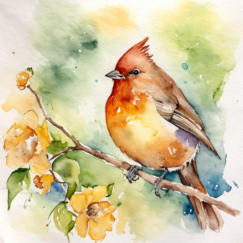 desenhos em aquarela, bird, fofo, em desenhos em aquarela, Aquarela, 4k resolution, fundo branco, pastels colors