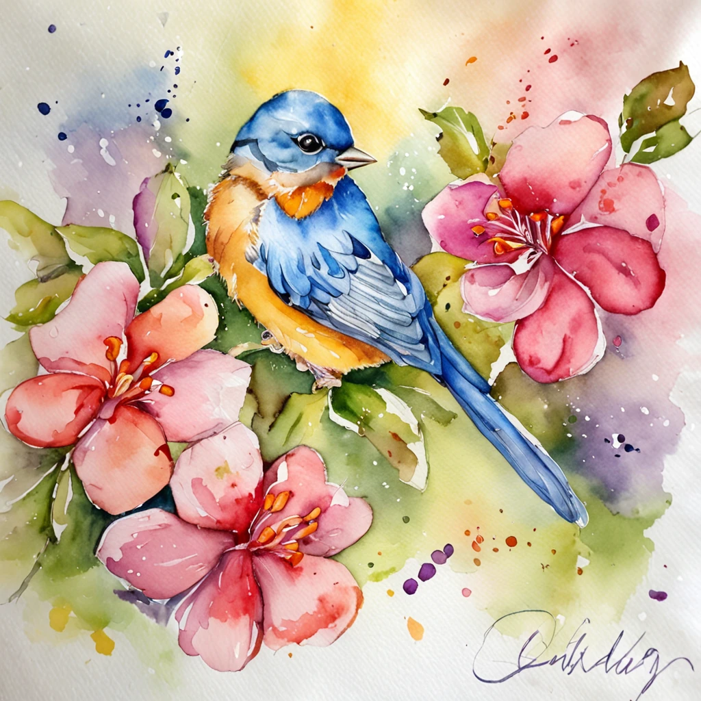desenhos em aquarela, bird, fofo, em desenhos em aquarela, Aquarela, 4k resolution, fundo branco, pastels colors