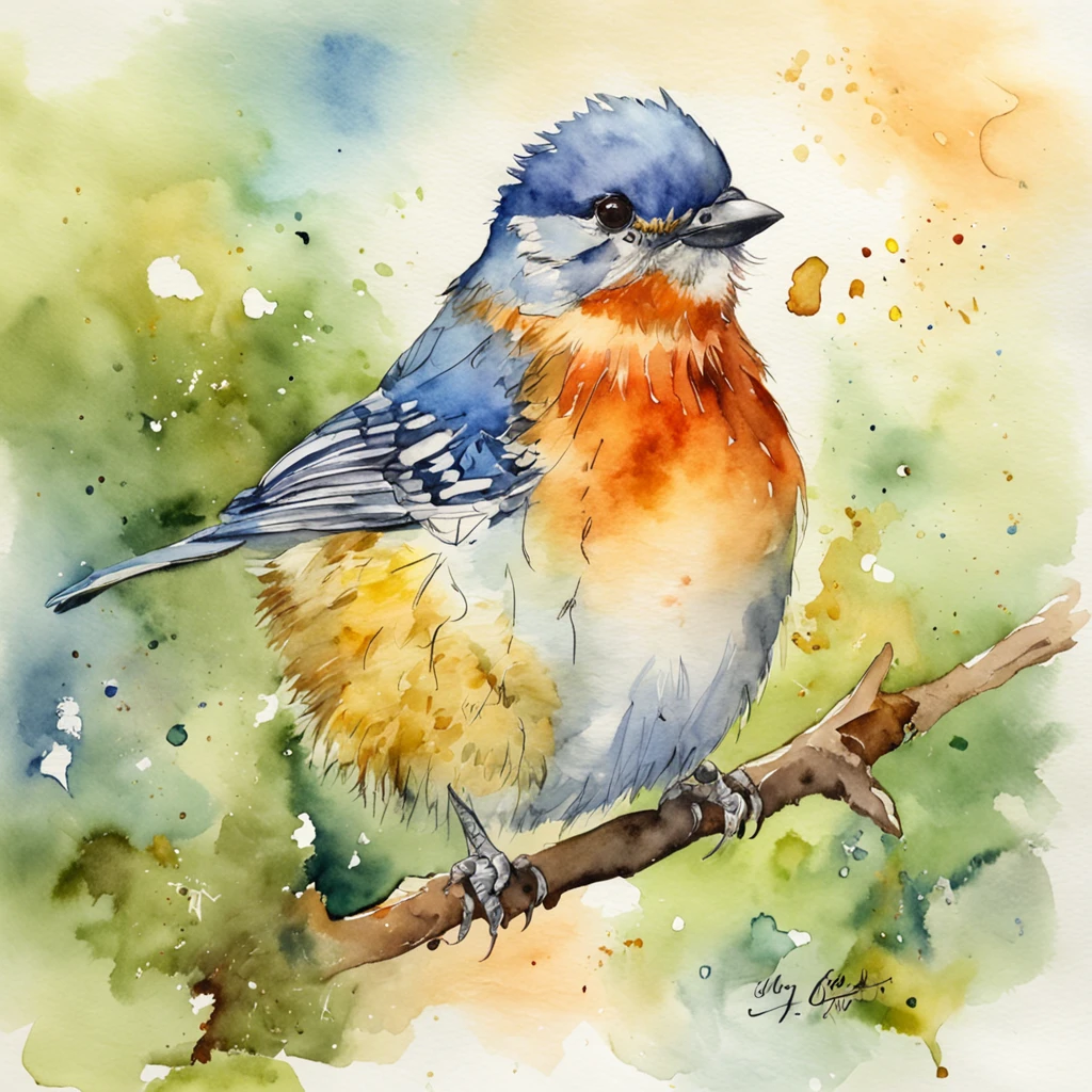 desenhos em aquarela, bird, fofo, em desenhos em aquarela, Aquarela, 4k resolution, fundo branco, pastels colors