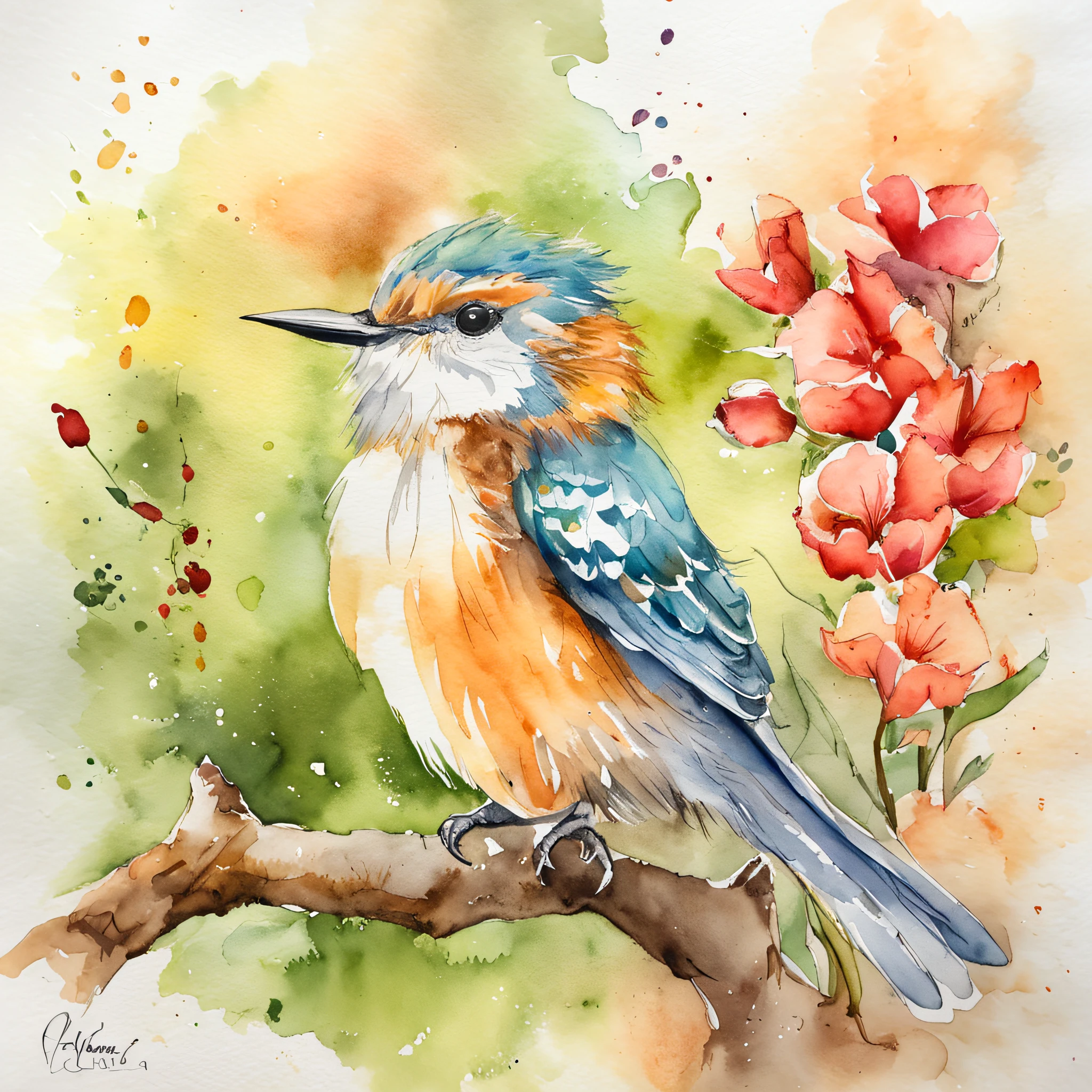 desenhos em aquarela, bird, fofo, em desenhos em aquarela, Aquarela, 4k resolution, fundo branco, pastels colors