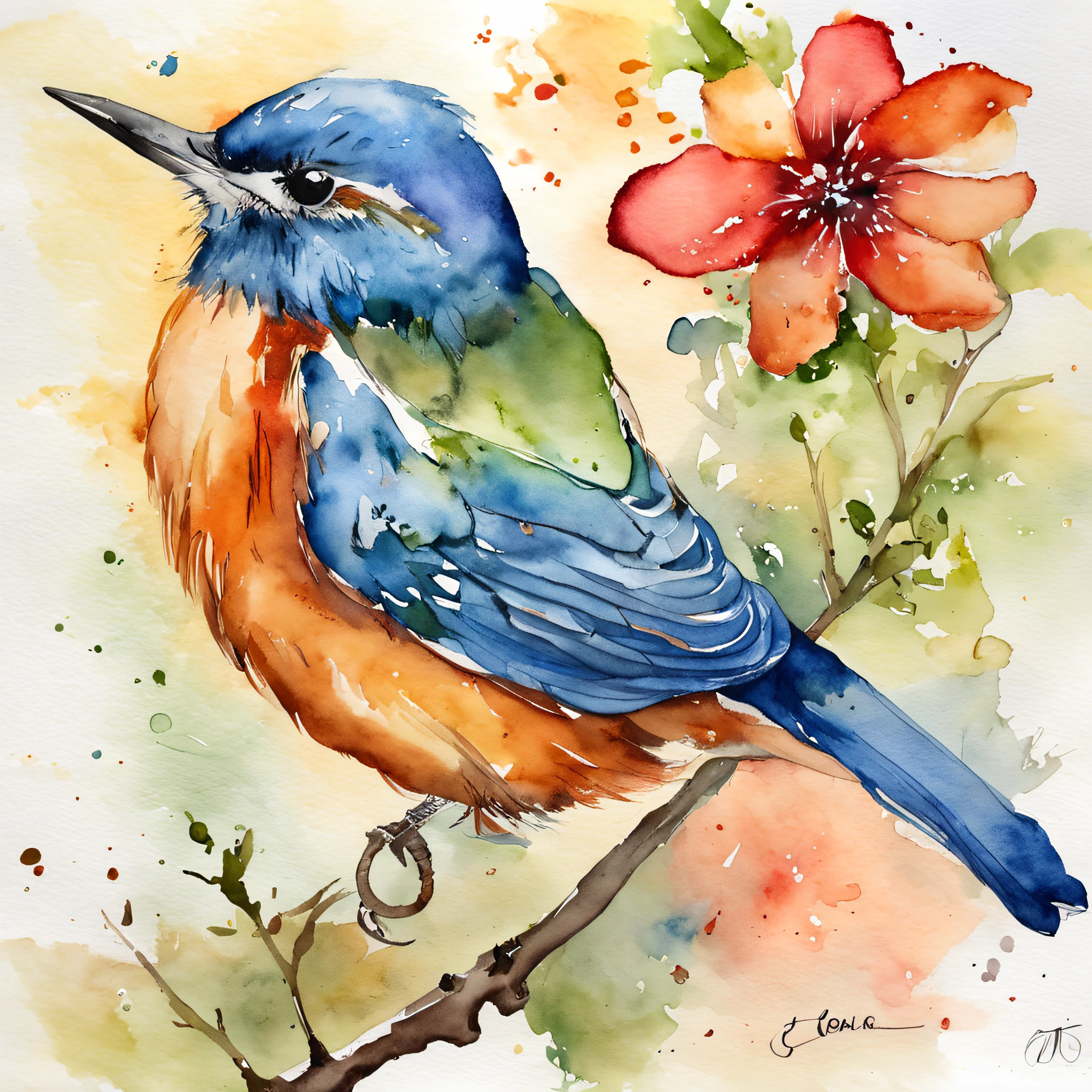 desenhos em aquarela, bird, fofo, em desenhos em aquarela, Aquarela, 4k resolution, fundo branco, pastels colors