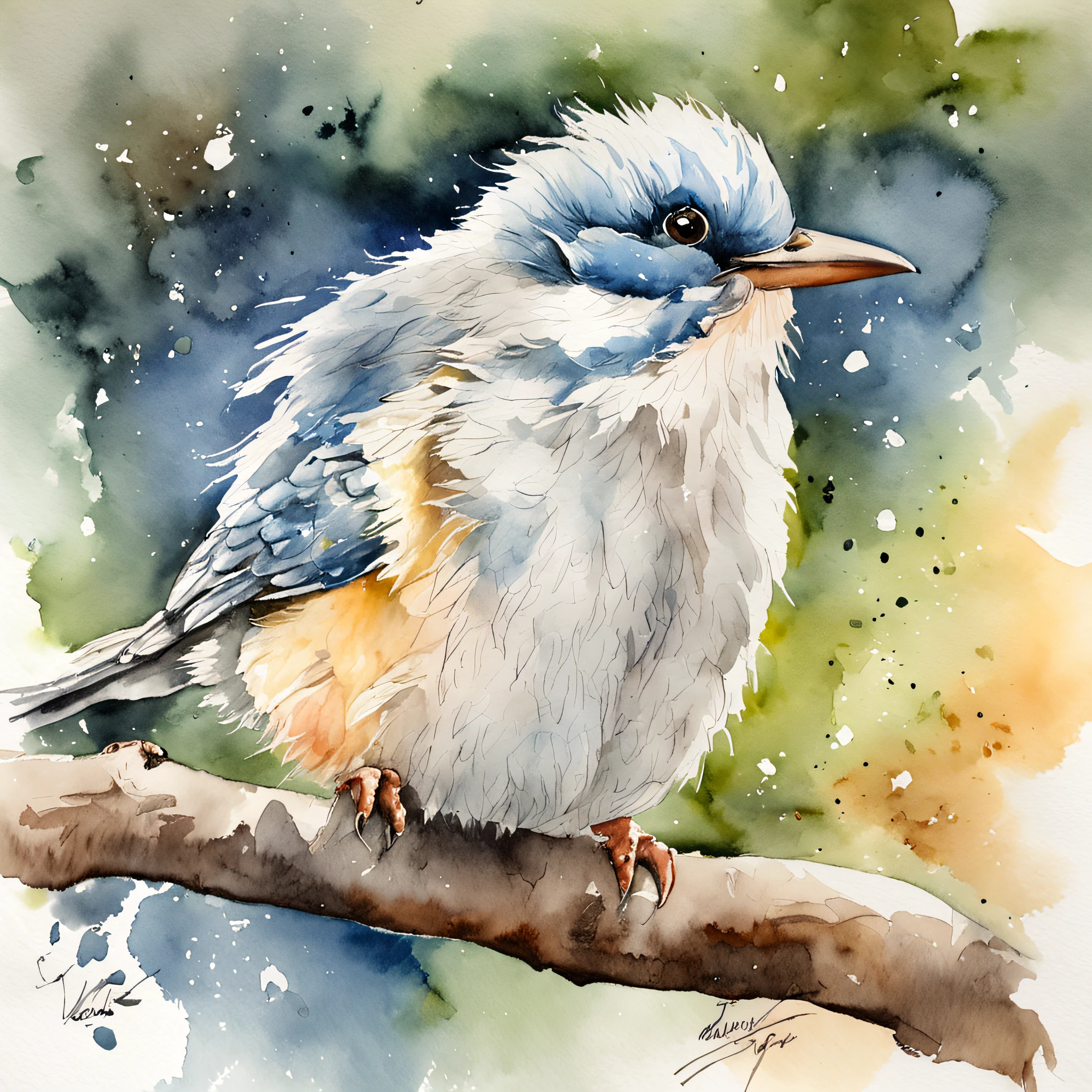 desenhos em aquarela, birds, fofo, em desenhos em aquarela, Aquarela, 4k resolution, fundo branco, pastels colors