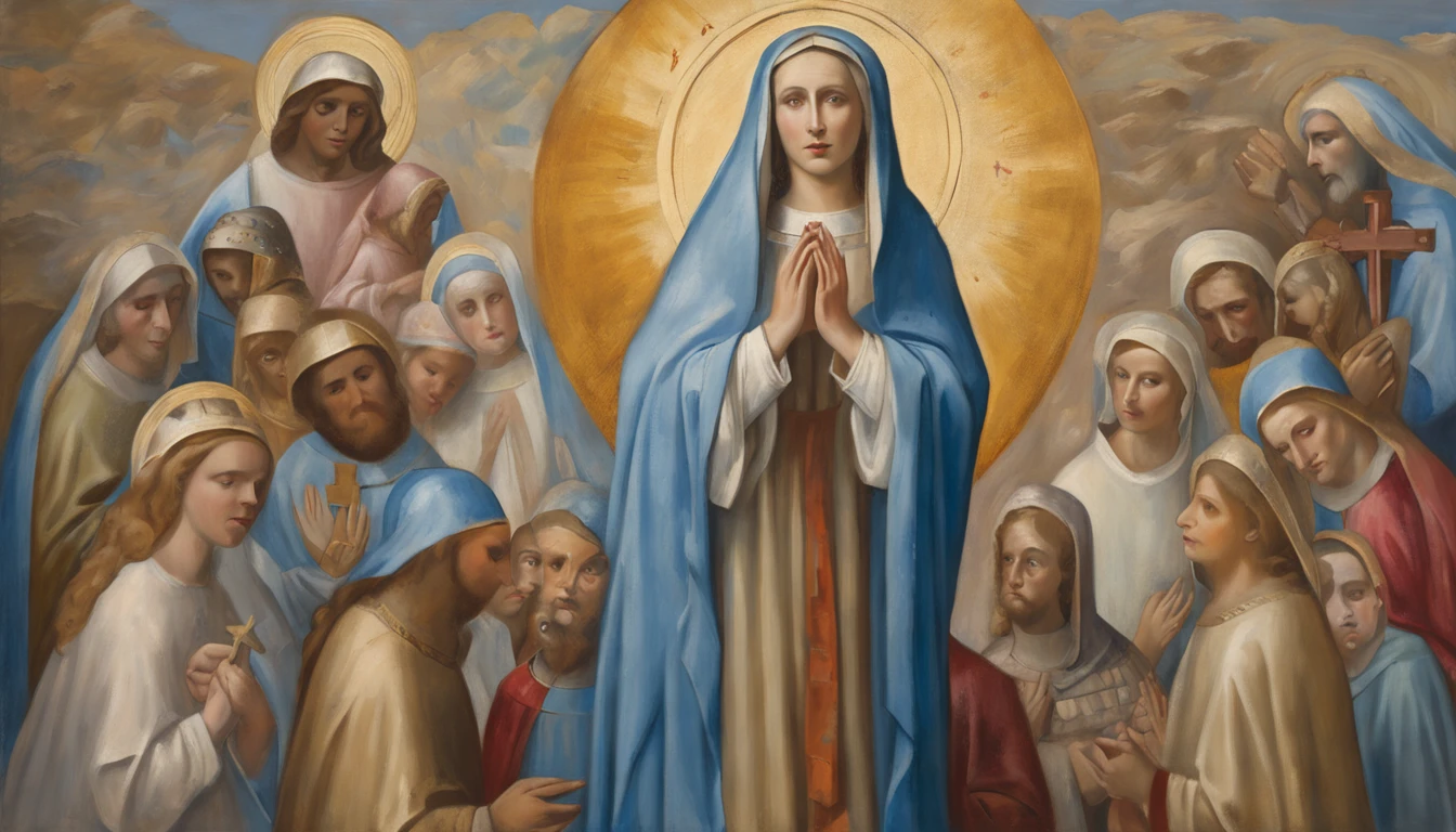 Color fullbody photograph of Saint Catherine of Siena (medieval italian stunning beauty face) (((beautiful young clerical lady about 19 years old))), Beautiful Art, painting of beautiful, Beautiful depiction,, Catholic Religious Art, rosen maiden, Sacred and beautiful, with a blue background, Boregov, guweiz masterpiece, religious art, Christian art, religious painting. Directors: Pedro Almodóvar, Guillermo del Toro Cinematographers: Rodrigo Prieto, Emmanuel Lubezki Photographers: Annie Leibovitz, Mario Testino Fashion Designers: Valentino, Elie Saab.
