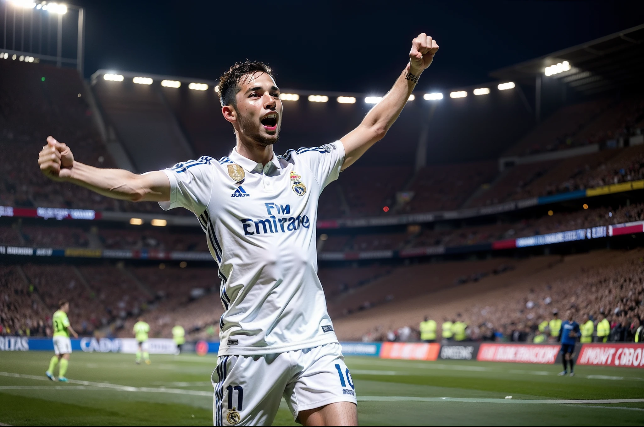 Soccer Player celebrating in Real Madrid