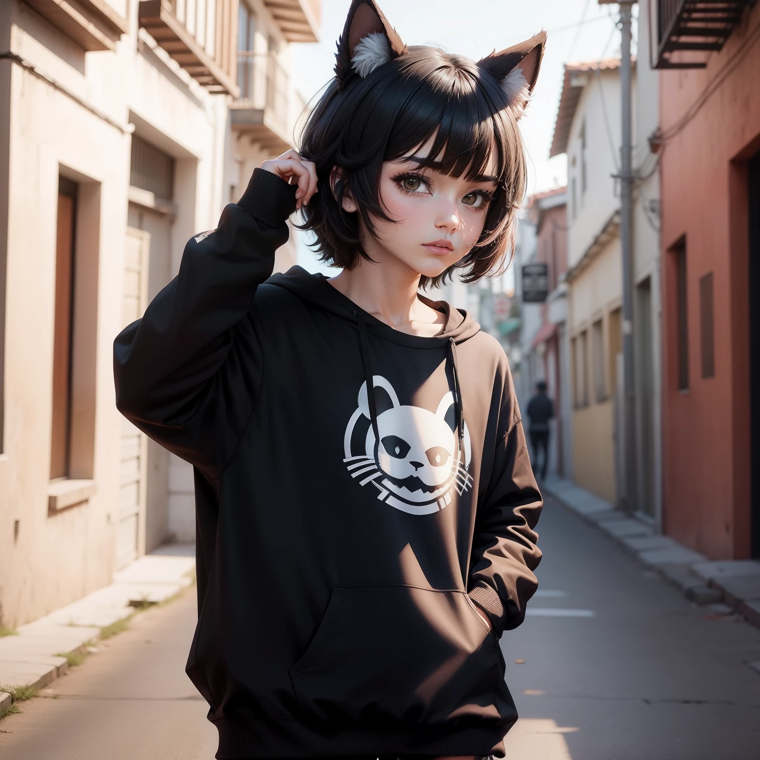 Chico anime furry con ropa negra