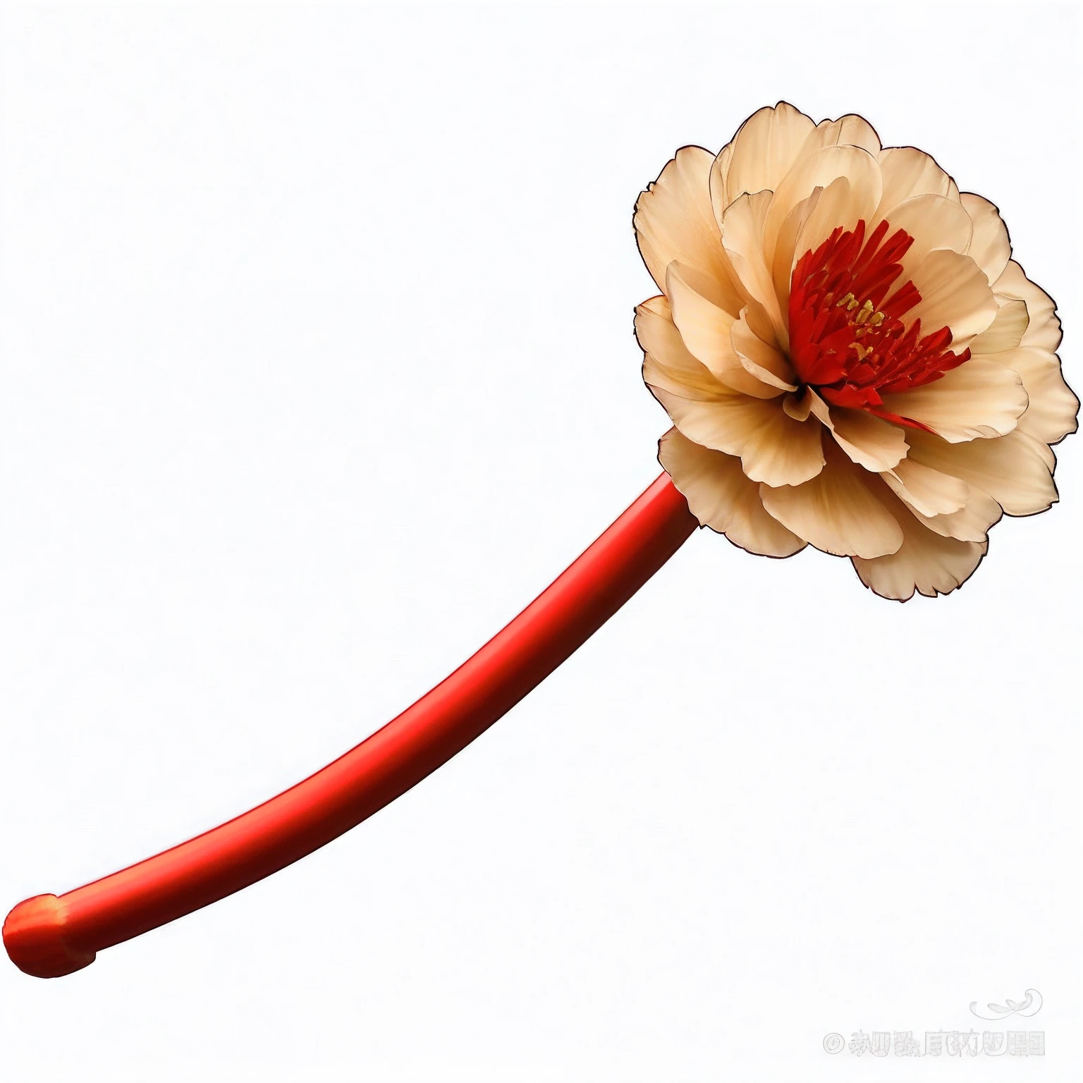 There is a flower on the stem，The stem is red, Middle Metaverse, large flower head, Red flower, flower, flower head, depicting a flower, 中 国 鬼 节, beautiful  flowers, Huge safflower Africa, Giant carnation flower head, carnation,