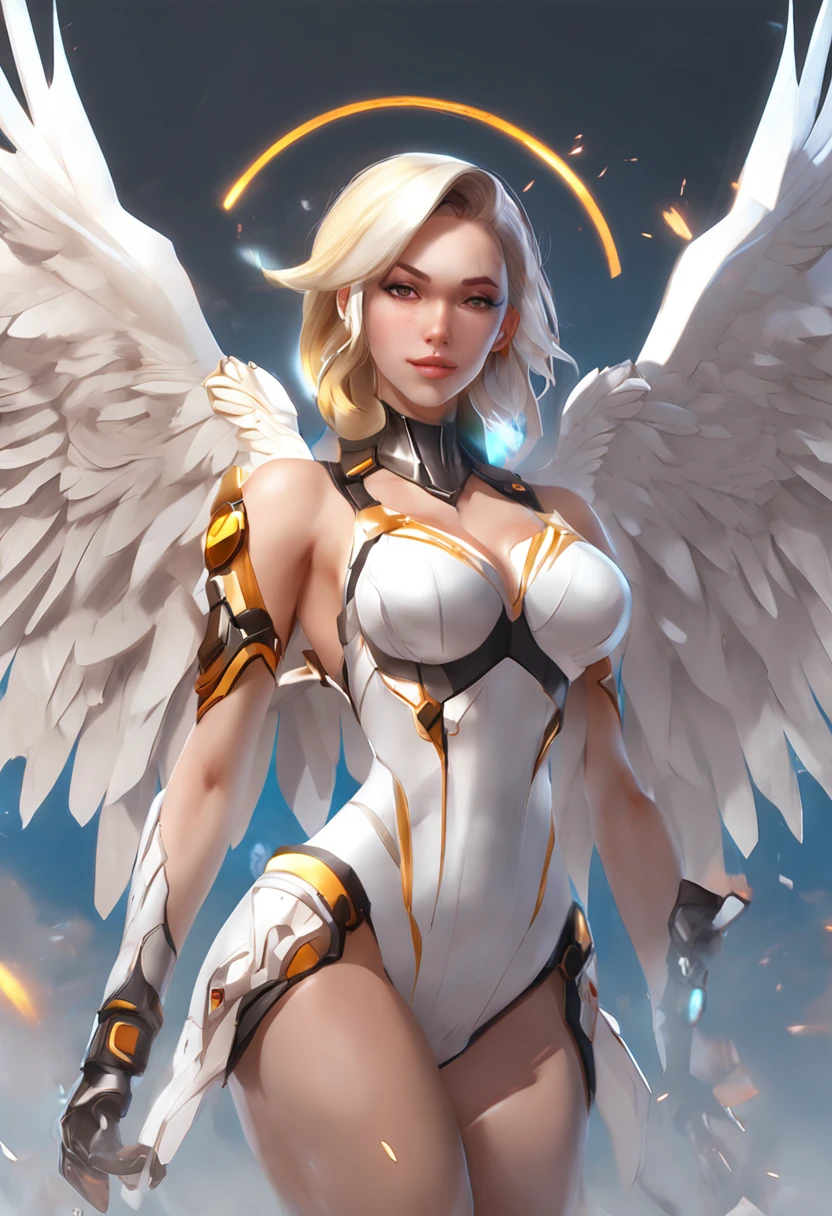 Anime girl with angel wings and a white bikini posing for a photo, mercy ( Overwatch ), Artgerm extremamente detalhado, mercy from overwatch, Wlop e RossDraw, Mercy do jogo Overwatch (2016), Wlop Ross, Artgerm em ArtStation Pixiv, Rossdraw 2. 5, Trend in CGTacing:, :: Ross --auto