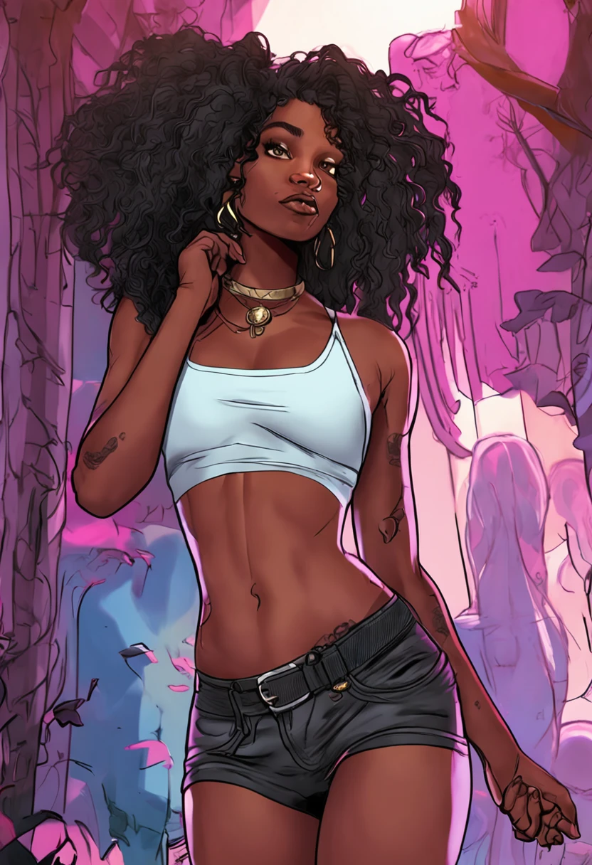 mulher negra, corpo sexy, (cabelo de rabo de cavalo), jovem gen-z