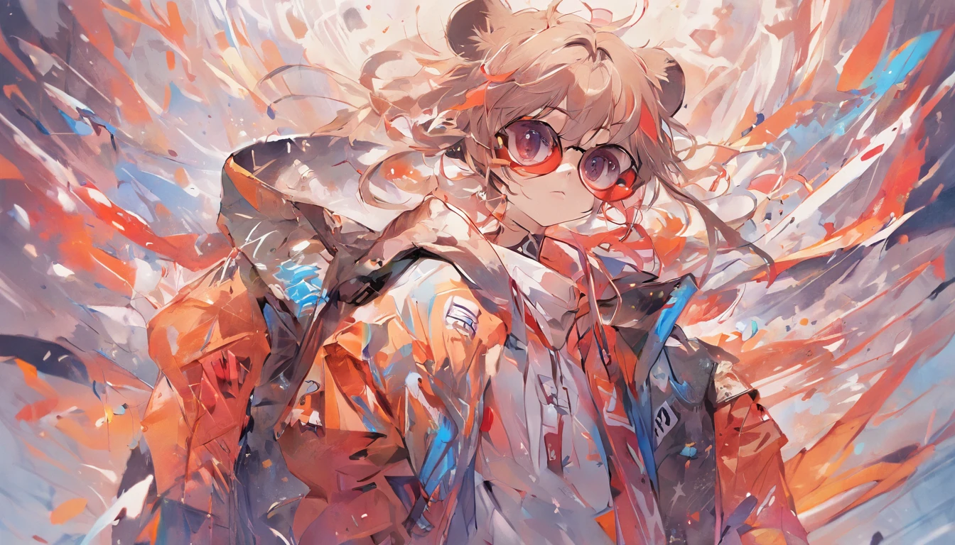 Perfect centering, Cute mouse, Wear a student team jacket, Wearing sunglasses, Wearing headphones, cheerfulness, Standing position, Abstract beauty, Centered, Looking at the camera, Facing the camera, nearing perfection, Dynamic, Highly detailed, smooth, Sharp focus, 8K, high definition resolution, illustration, Art by Carne Griffiths and Wadim Kashin, White background
