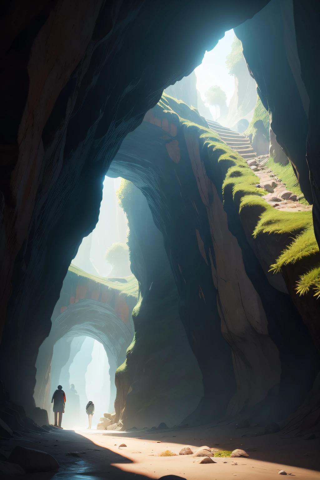 Nino and Max found a hidden entrance to a cave
