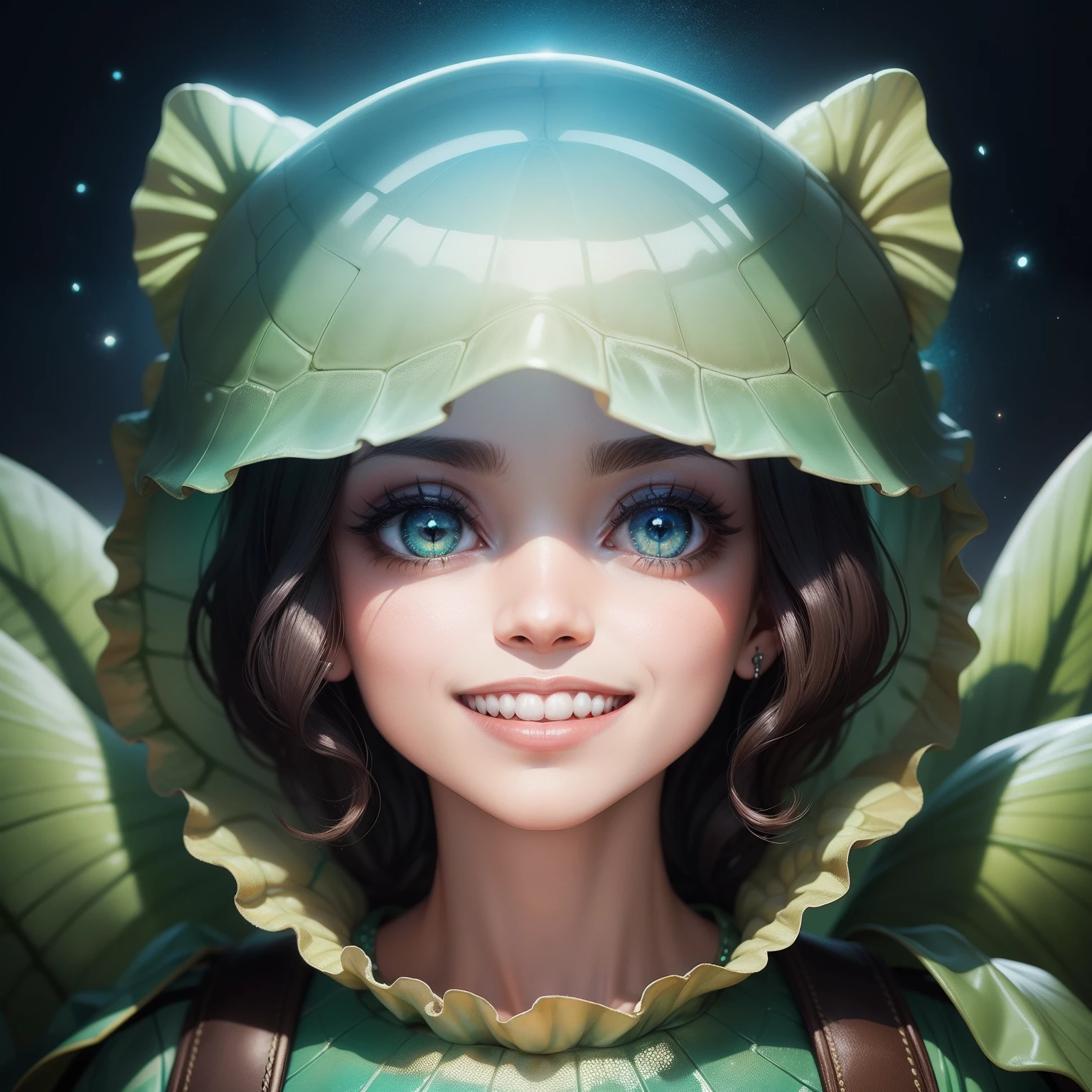 Criar uma tartaruga realista com fundo transparente e olhos zarolho e sorrindo